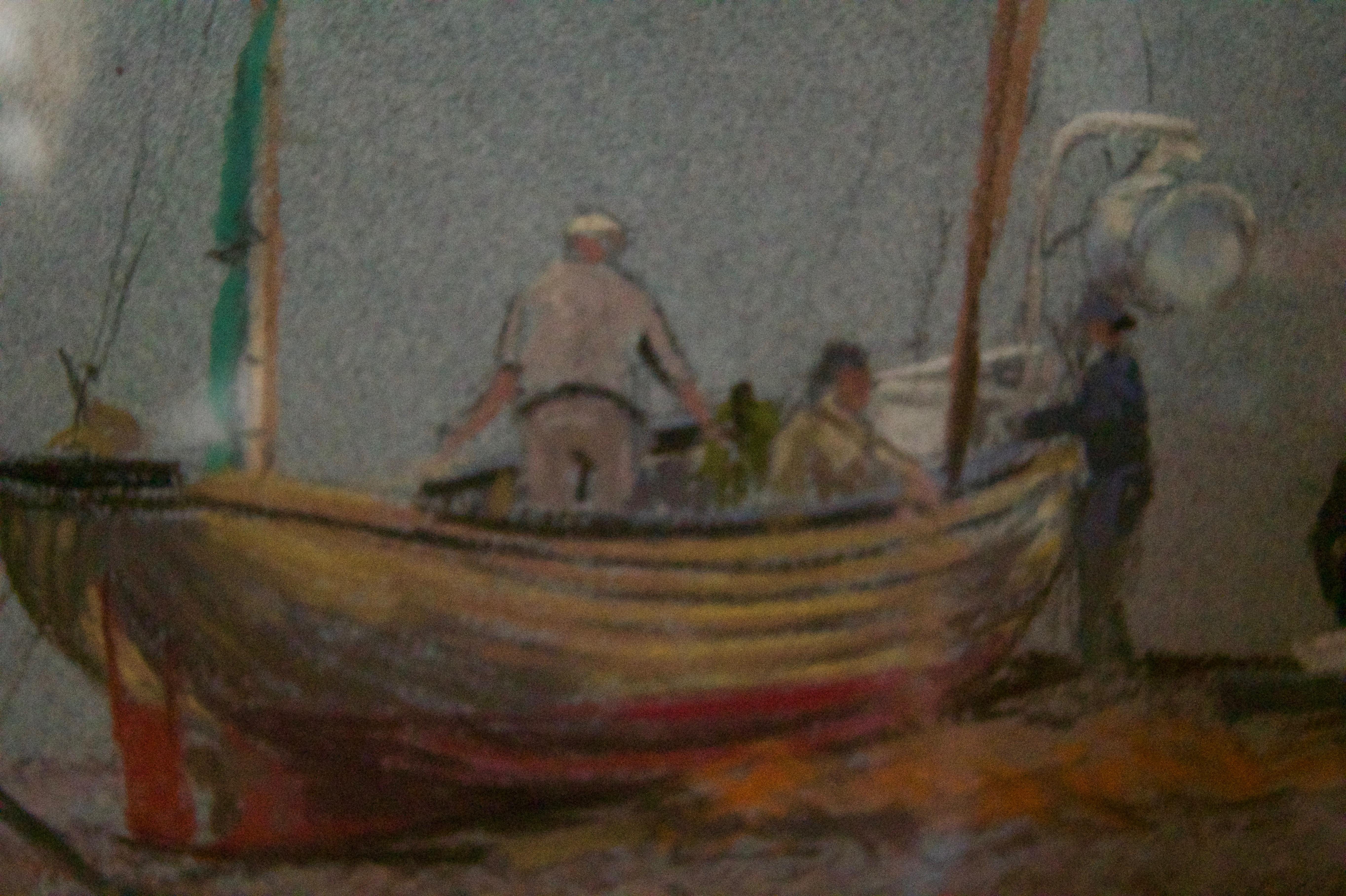 Día gris en Eastbourne - Pastel al óleo impresionista de mediados del siglo XX de un barco - Landscape Painting Marrón de William Henry Innes
