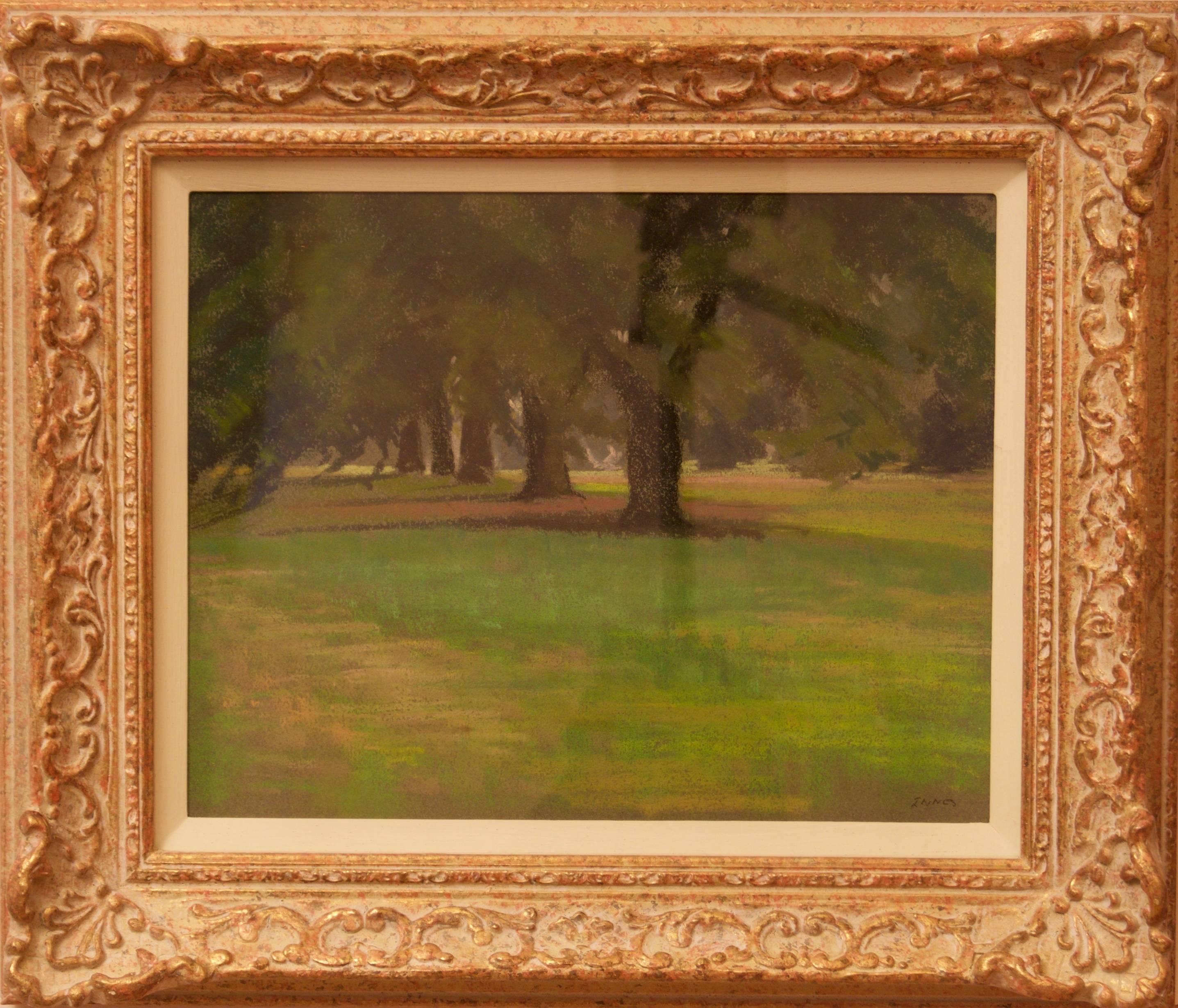 Hyde Park Pre Storm - Mid 20th Century Impressionist Oil Pastel by William Innes - Painting by William Henry Innes