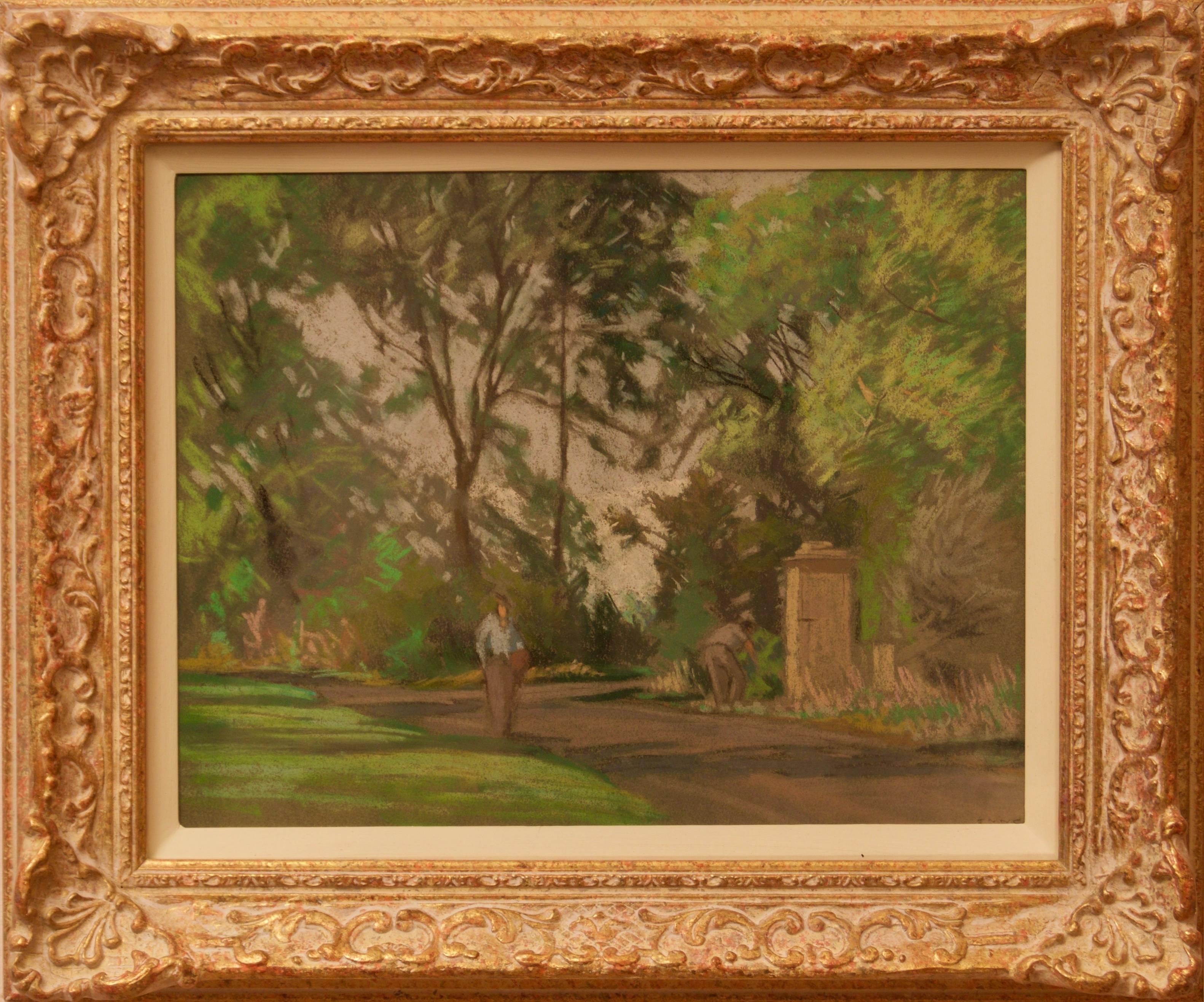 pathway through the Garden – Pastell von William Henry Innes, Mitte des 20. Jahrhunderts im Angebot 1