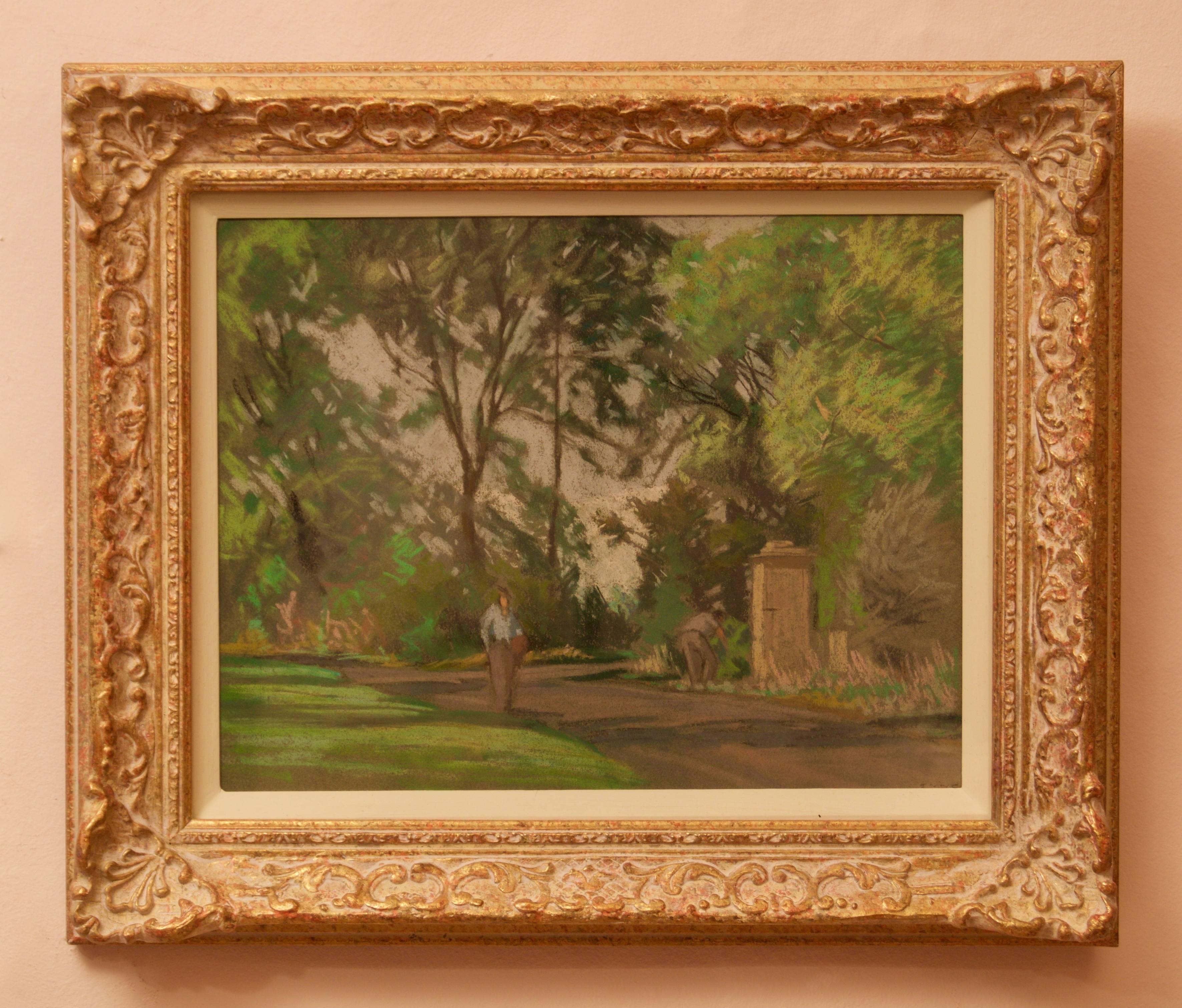 pathway through the Garden – Pastell von William Henry Innes, Mitte des 20. Jahrhunderts im Angebot 2