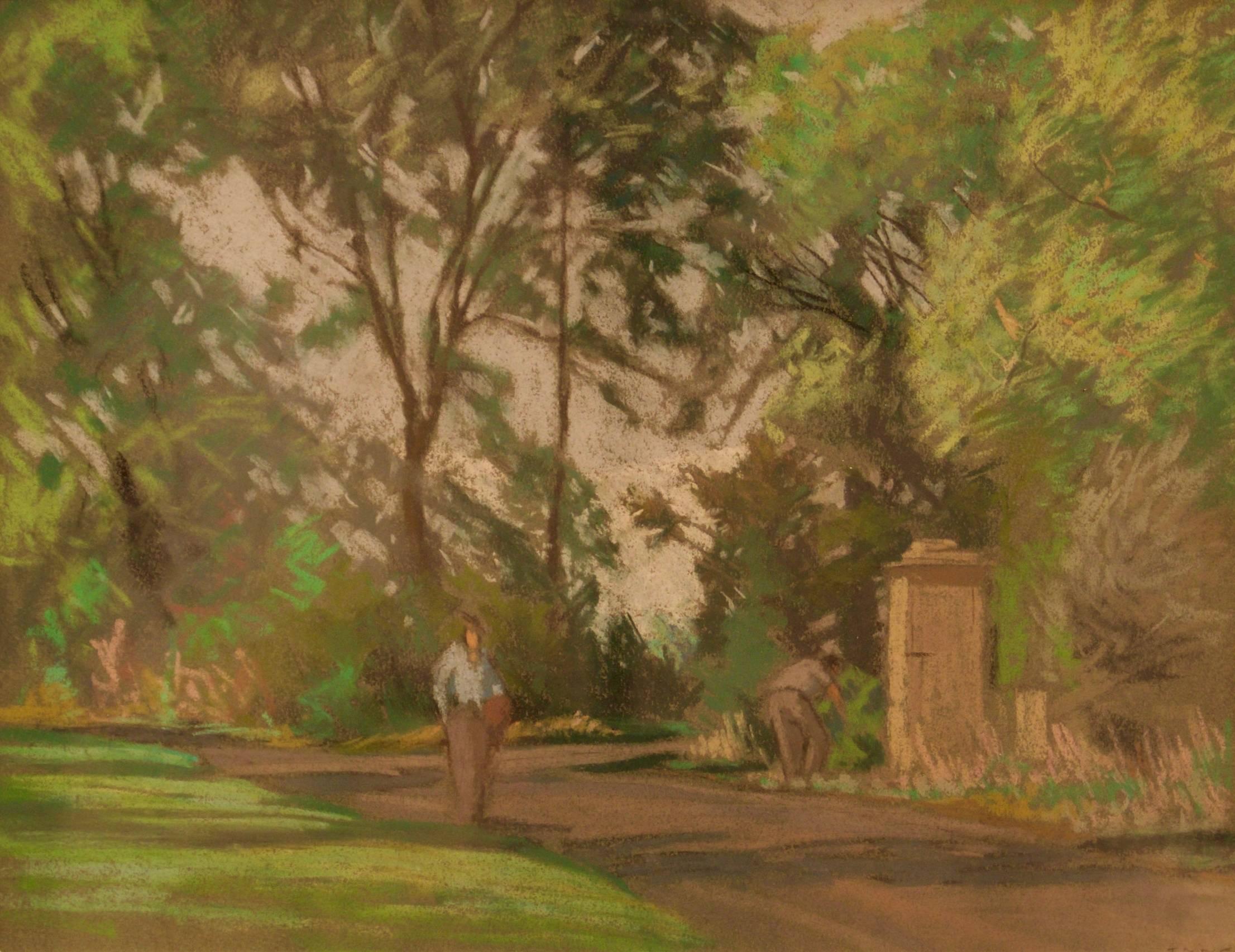 pathway through the Garden – Pastell von William Henry Innes, Mitte des 20. Jahrhunderts