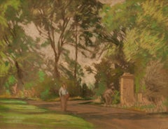 Pathway through the Garden - Mid 20th Century Pastel by William Henry Innes