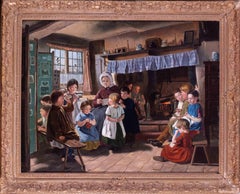 19th Century British oil painting of children learning by William Henry Knight