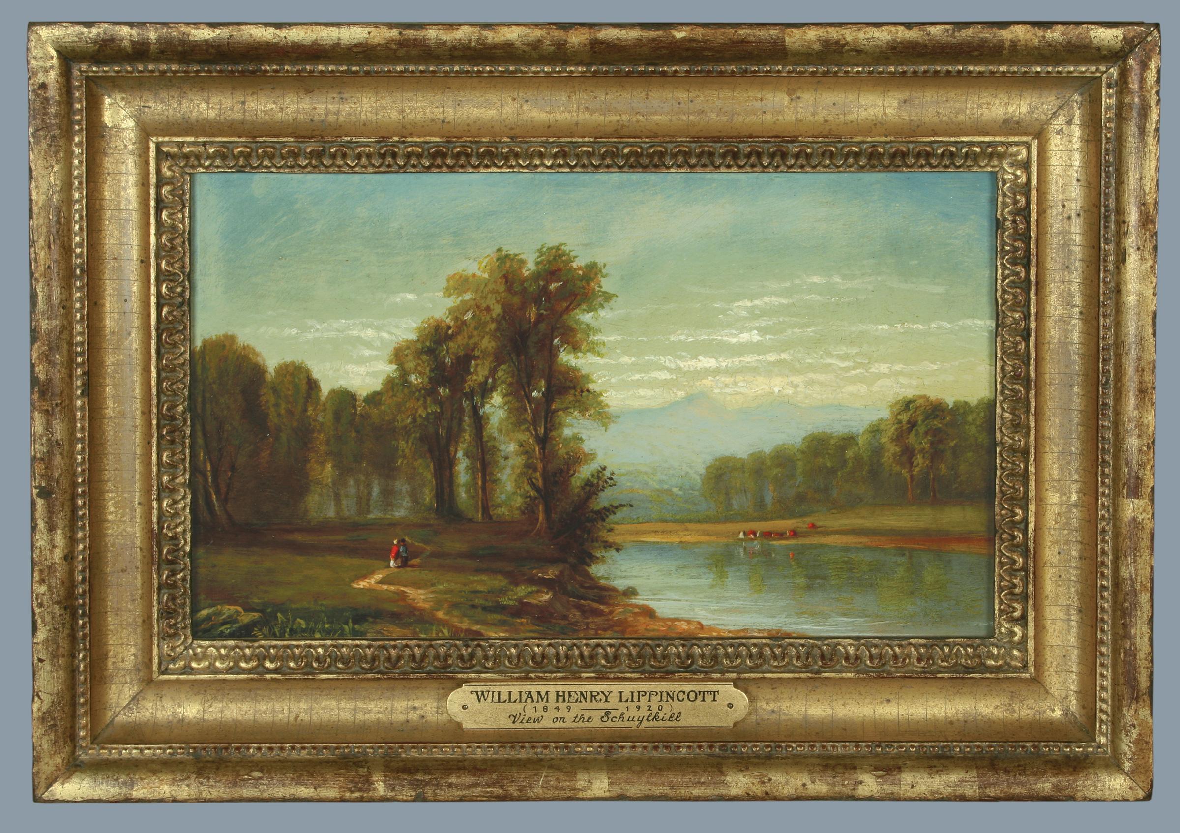 William Henry Lippincott Landscape Painting - View on the Schuylkill River, Philadelphia