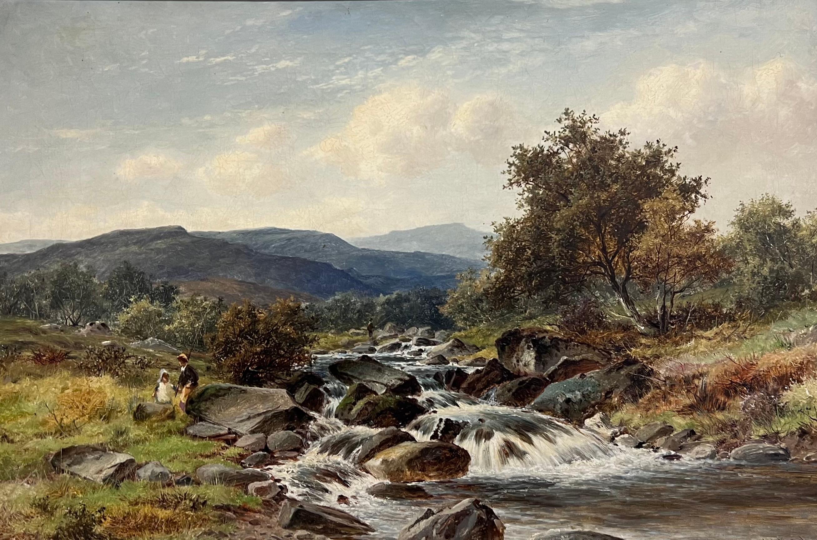 Feines 19. Jahrhundert Britisch Viktorianisch Signiert Öl Walisisch Flusstal Landschaft 1898 – Painting von William Henry Mander 