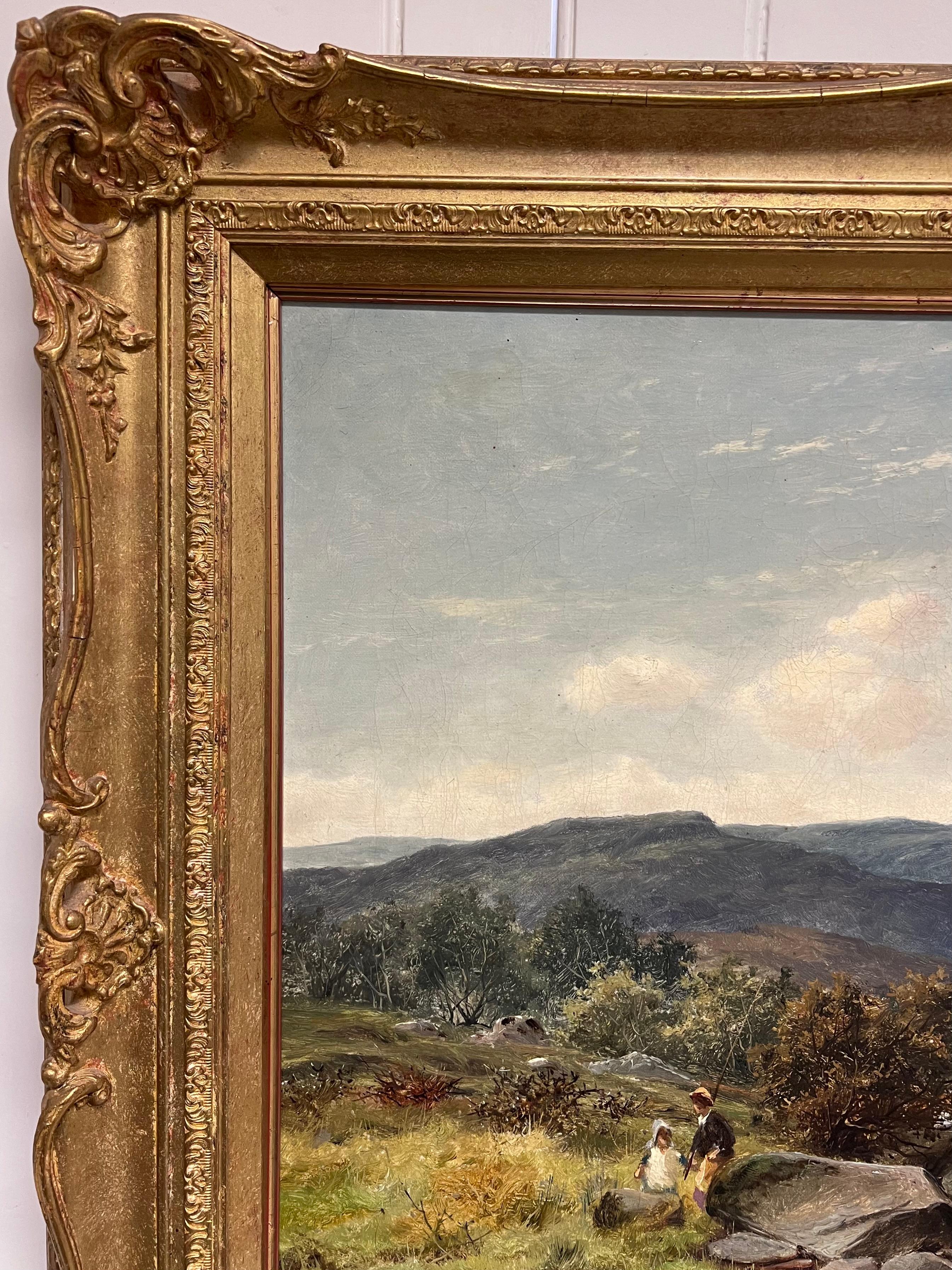Feines 19. Jahrhundert Britisch Viktorianisch Signiert Öl Walisisch Flusstal Landschaft 1898 (Braun), Figurative Painting, von William Henry Mander 