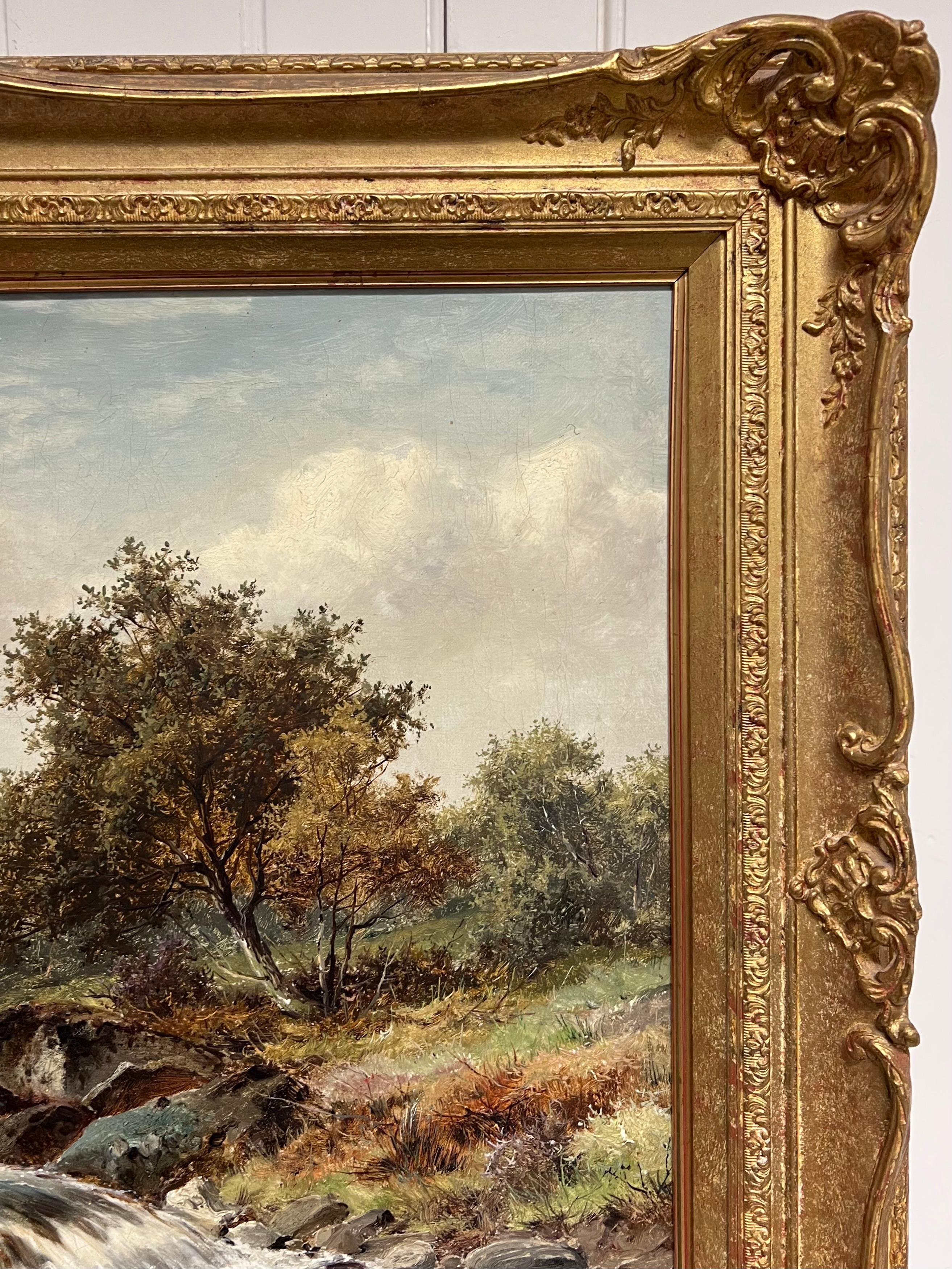 Feines 19. Jahrhundert Britisch Viktorianisch Signiert Öl Walisisch Flusstal Landschaft 1898 im Angebot 1