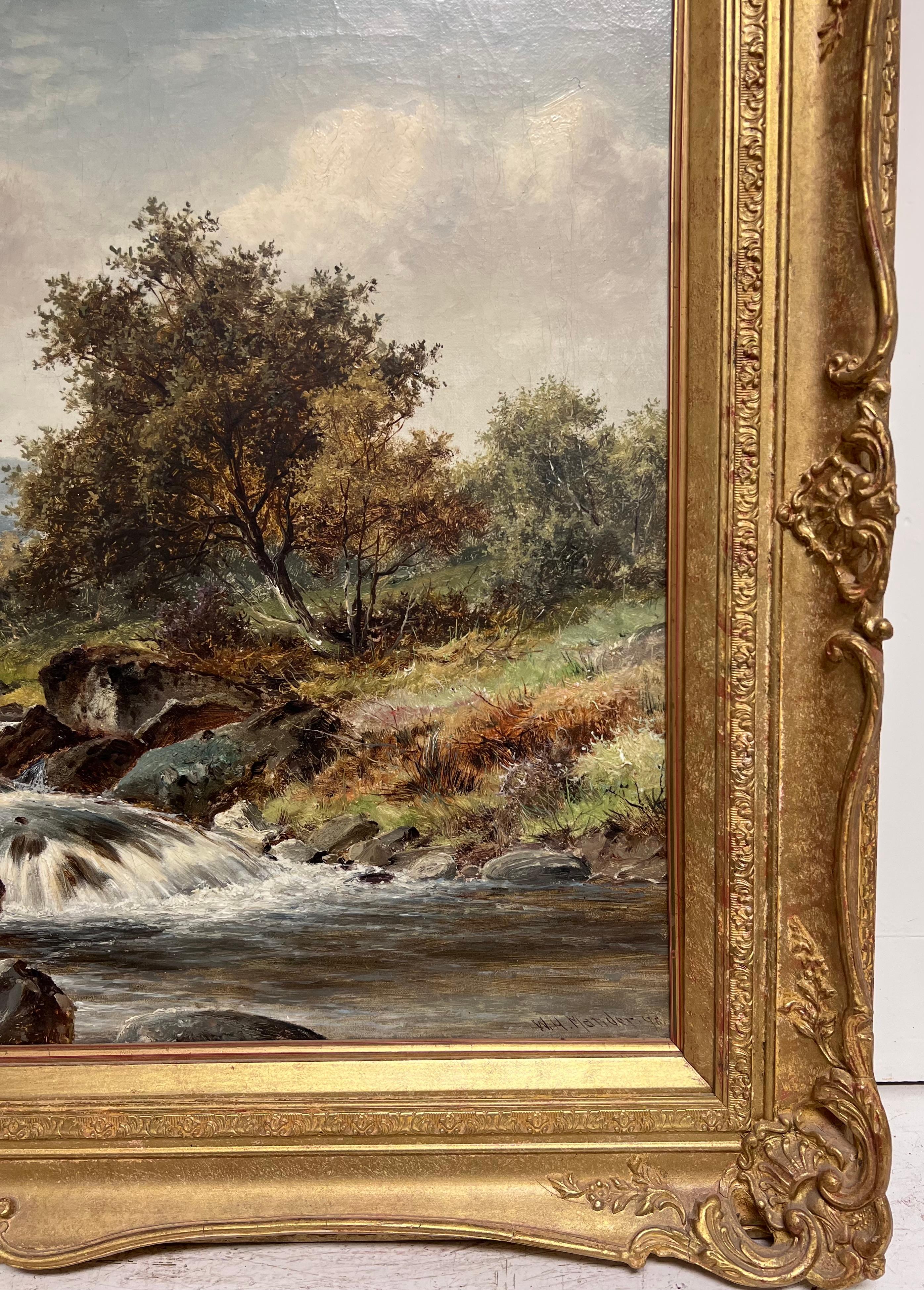 Feines 19. Jahrhundert Britisch Viktorianisch Signiert Öl Walisisch Flusstal Landschaft 1898 im Angebot 2