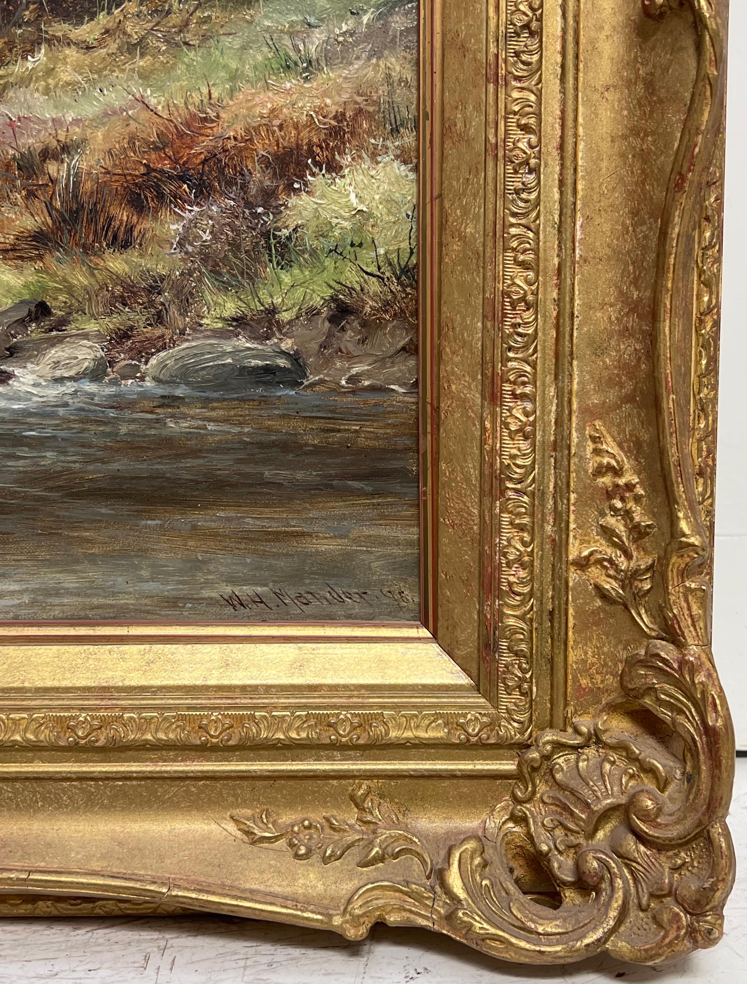 Feines 19. Jahrhundert Britisch Viktorianisch Signiert Öl Walisisch Flusstal Landschaft 1898 im Angebot 4
