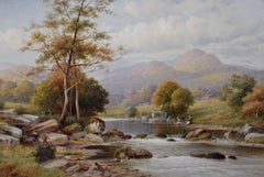 19th Century river landscape oil painting