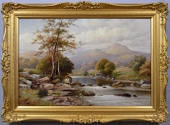 19th Century river landscape oil painting