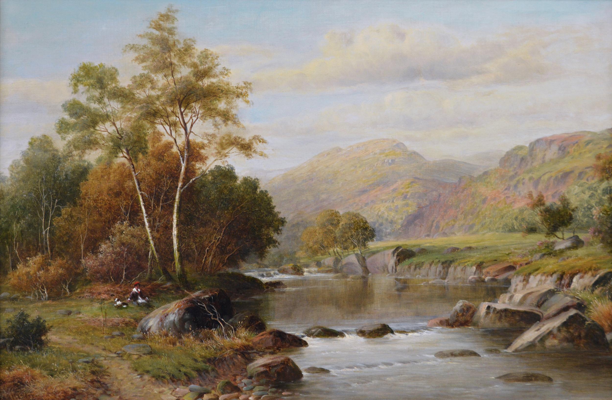 Peinture à l'huile de paysage gallois du 19e siècle représentant la rivière Mawddach - Painting de William Henry Mander