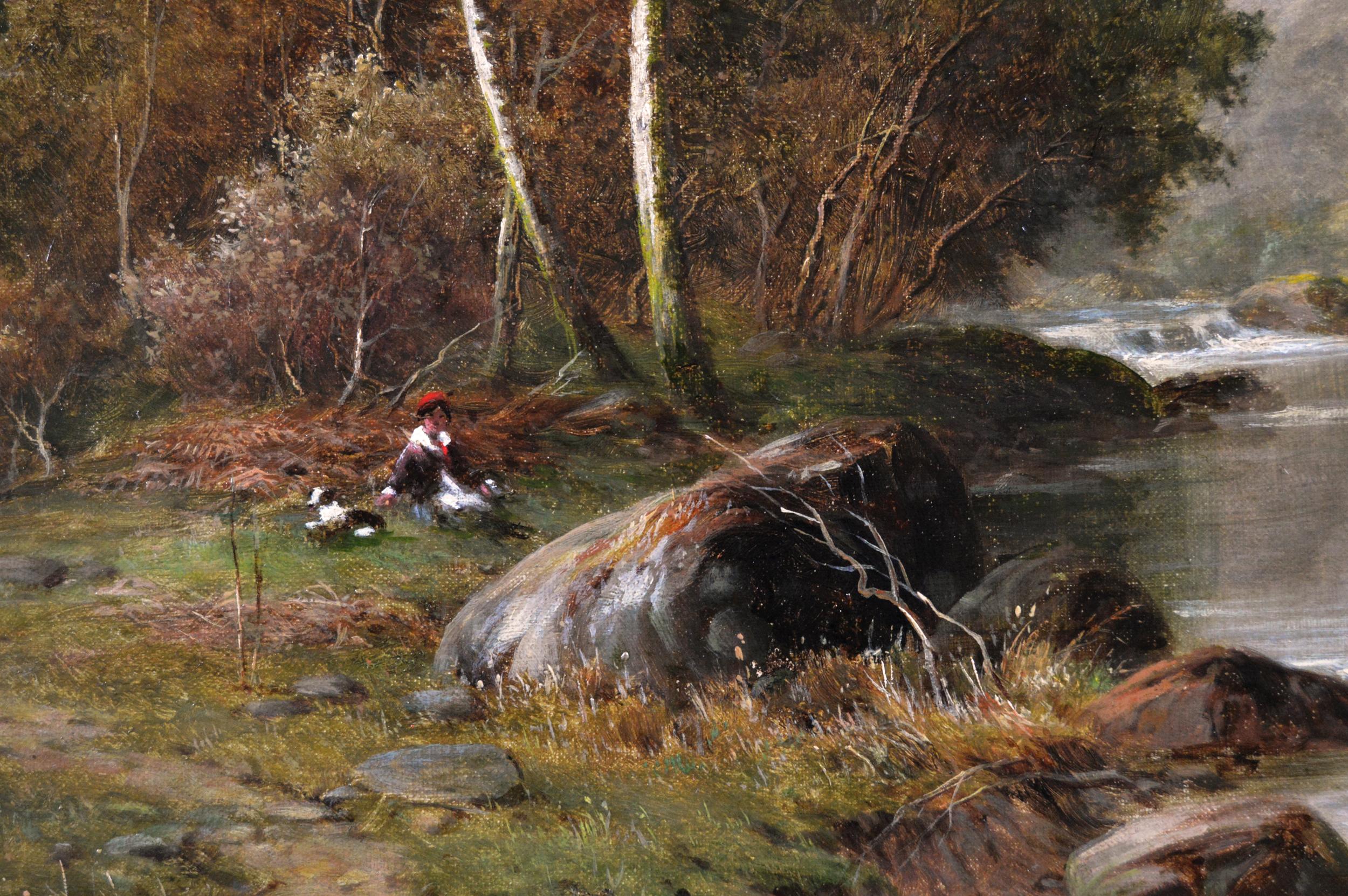 Peinture à l'huile de paysage gallois du 19e siècle représentant la rivière Mawddach - Victorien Painting par William Henry Mander