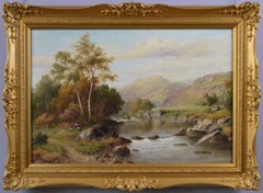 19th Century Welsh landscape oil painting of the river Mawddach