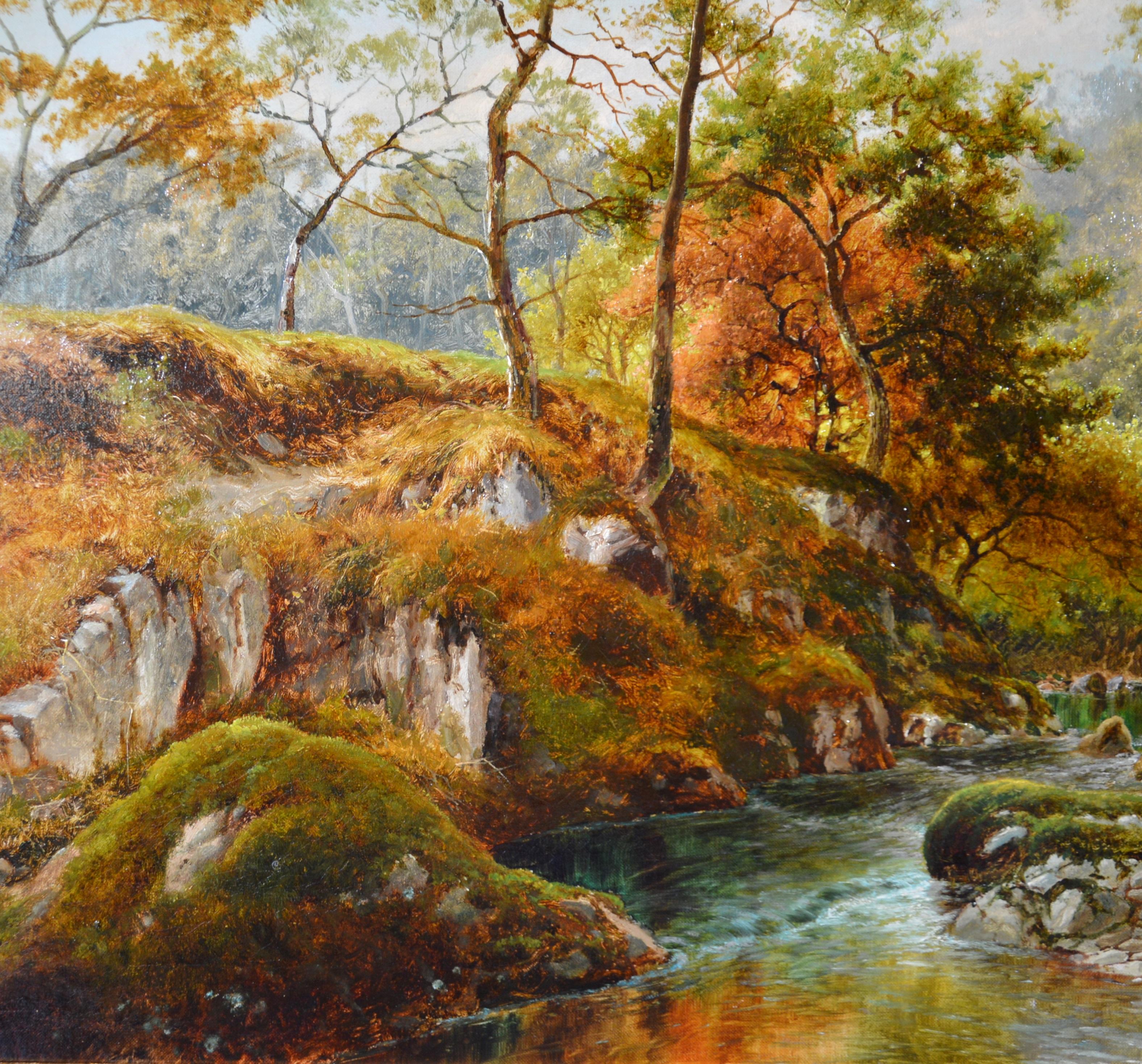 ‘At the Head of the Torrent Walk’ by William Henry Mander (1850-1922). 

The painting is signed by the artist and dated 1895. It is presented in a fine quality bespoke gold metal leaf frame. 

The Torrent Walk is one of the most beautiful river