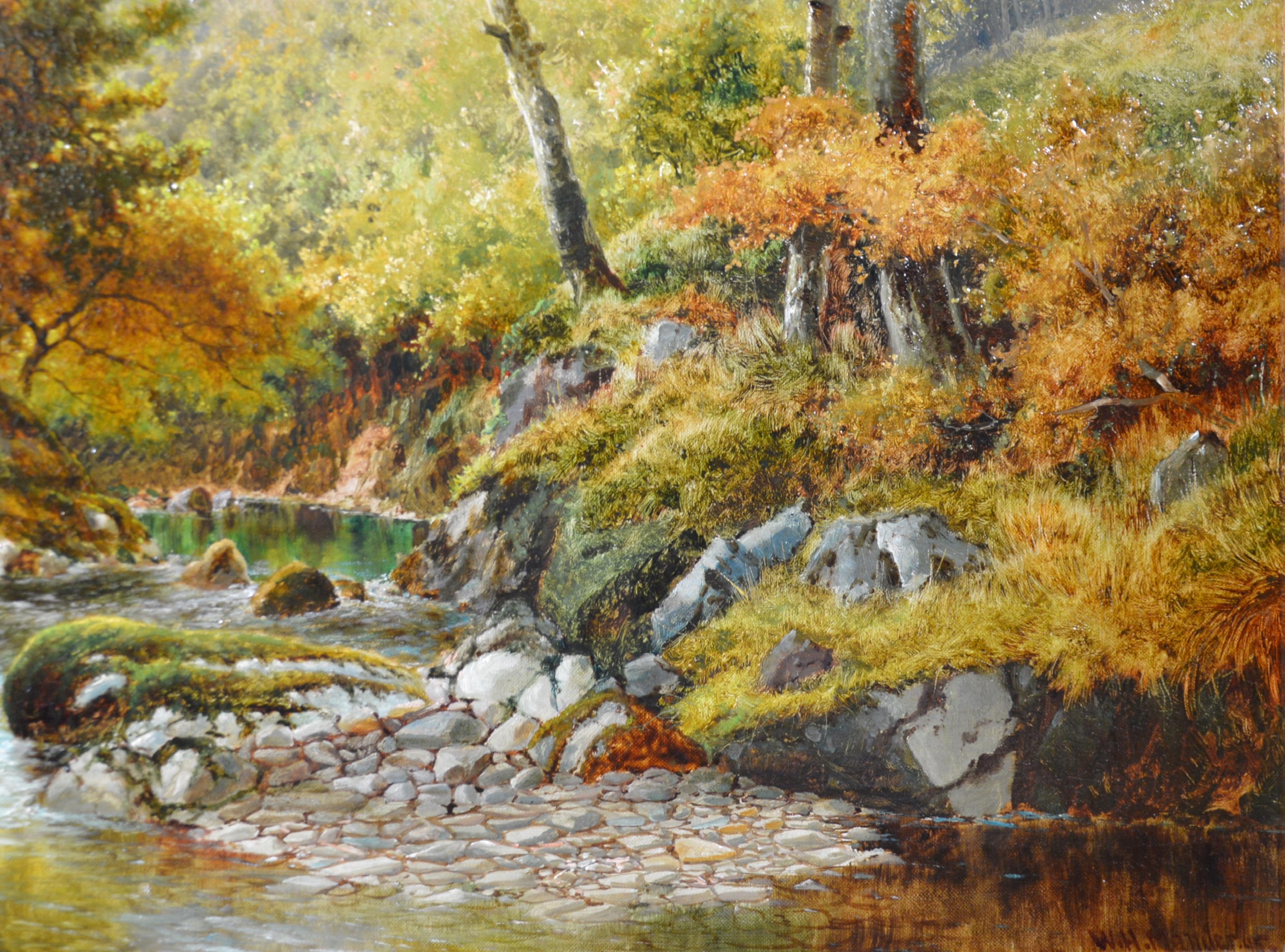 At the Head of the Torrent Walk - 19th Century Welsh Landscape Oil Painting 1