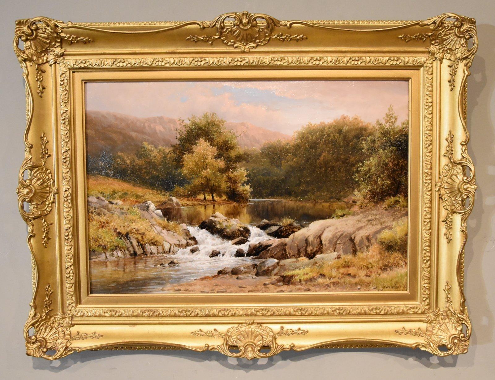 Paire de peintures à l'huile de William Henry Mander « On the Wye » et « On the Llugwy » en vente 1