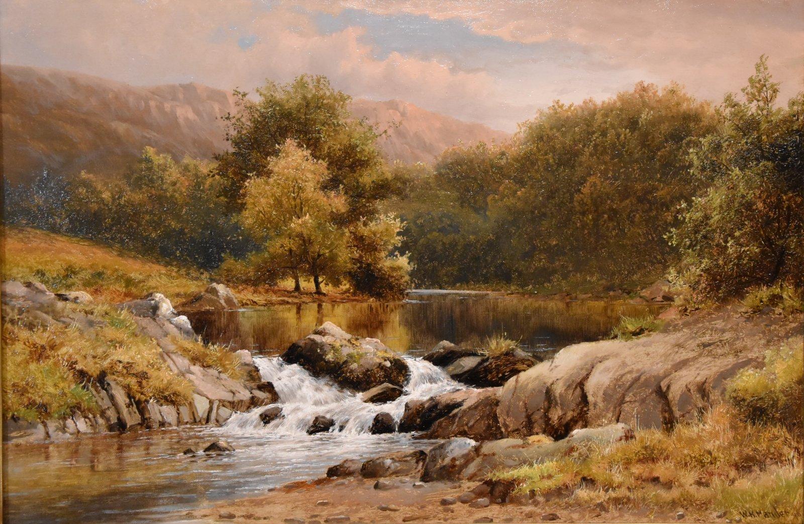 Paire de peintures à l'huile de William Henry Mander « On the Wye » et « On the Llugwy » en vente 2
