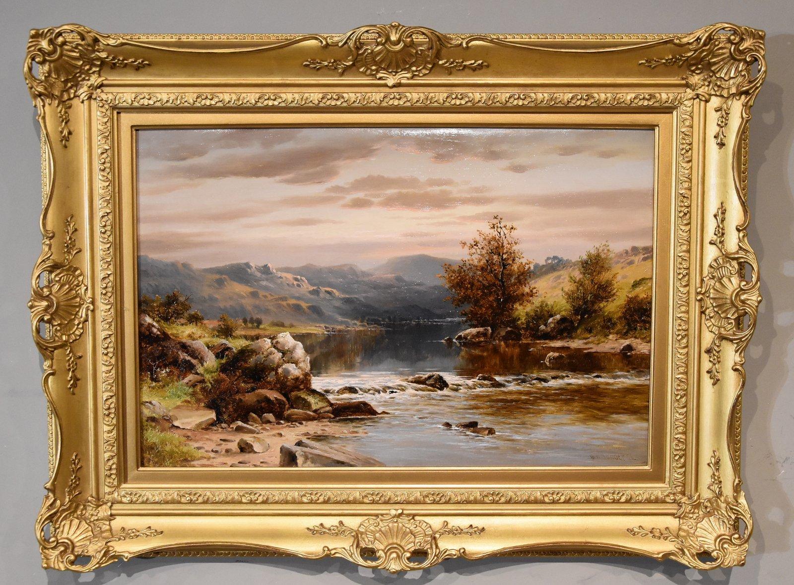 Paire de peintures à l'huile de William Henry Mander « On the Wye » et « On the Llugwy » en vente 5