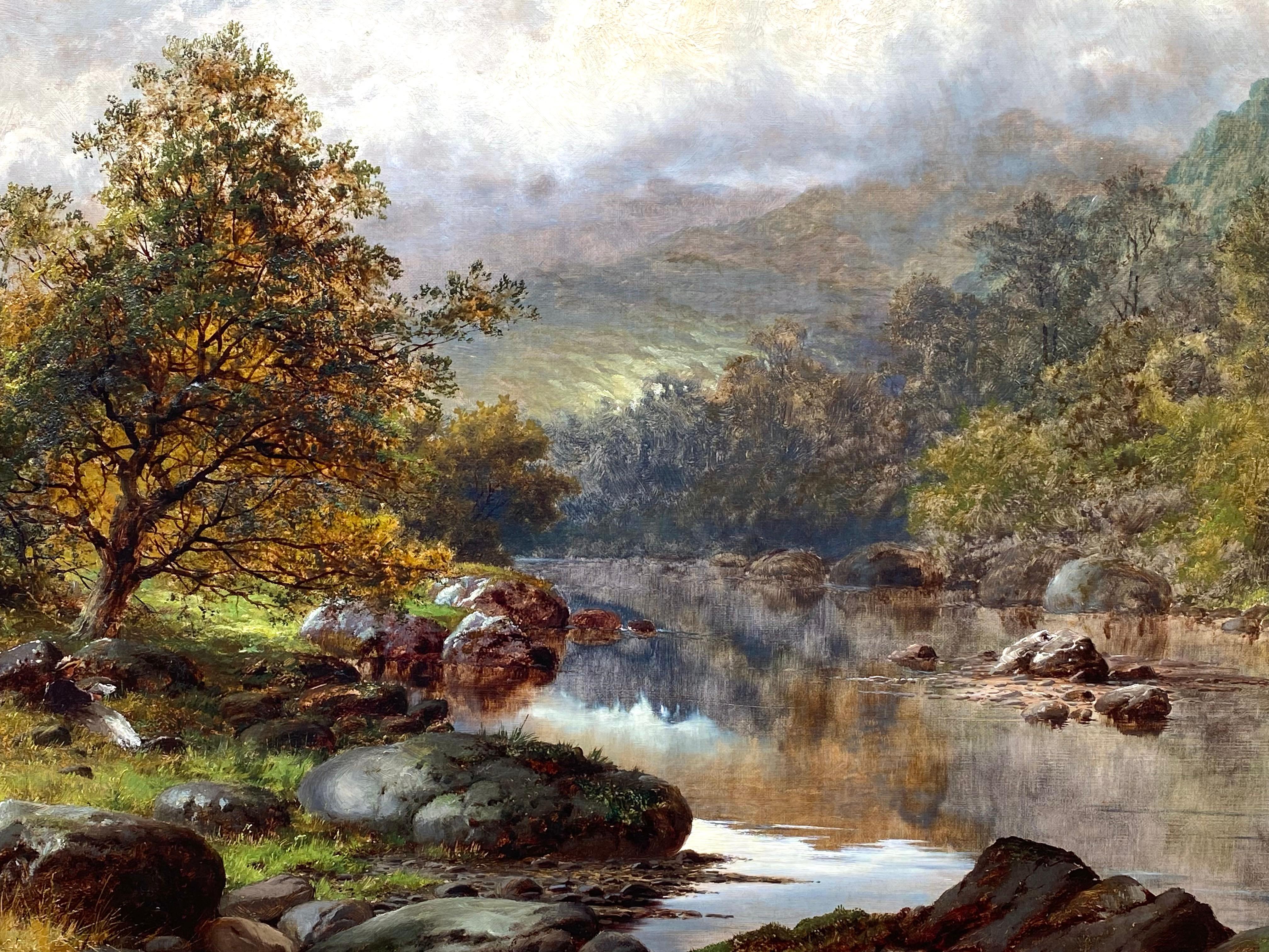 Óleo sobre lienzo original del conocido pintor británico William Henry Mander.  Firmado abajo a la izquierda. Titulado 