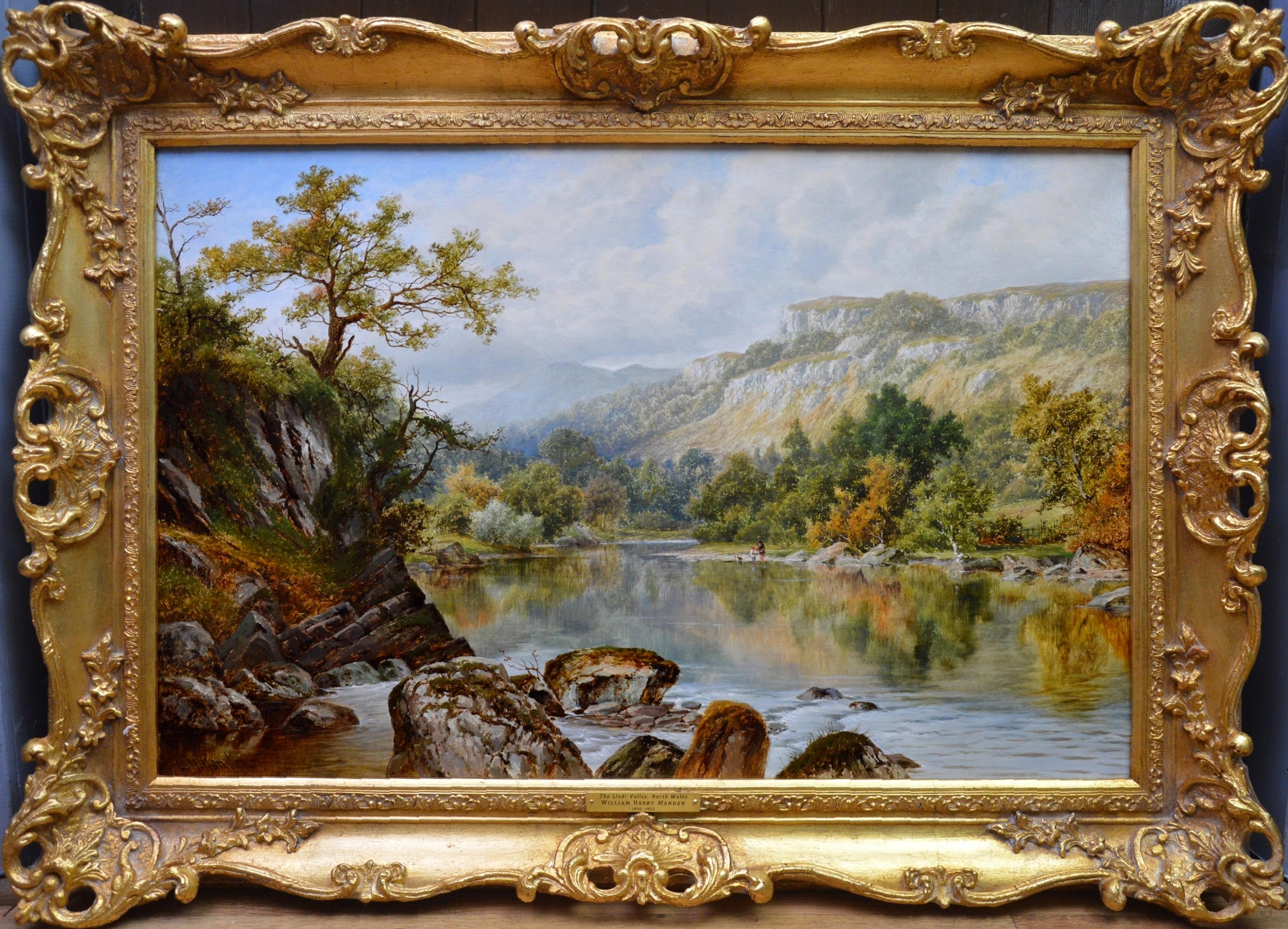 William Henry Mander Landscape Painting - The Lledr Valley, North Wales - 19th Century River Landscape Oil Painting 