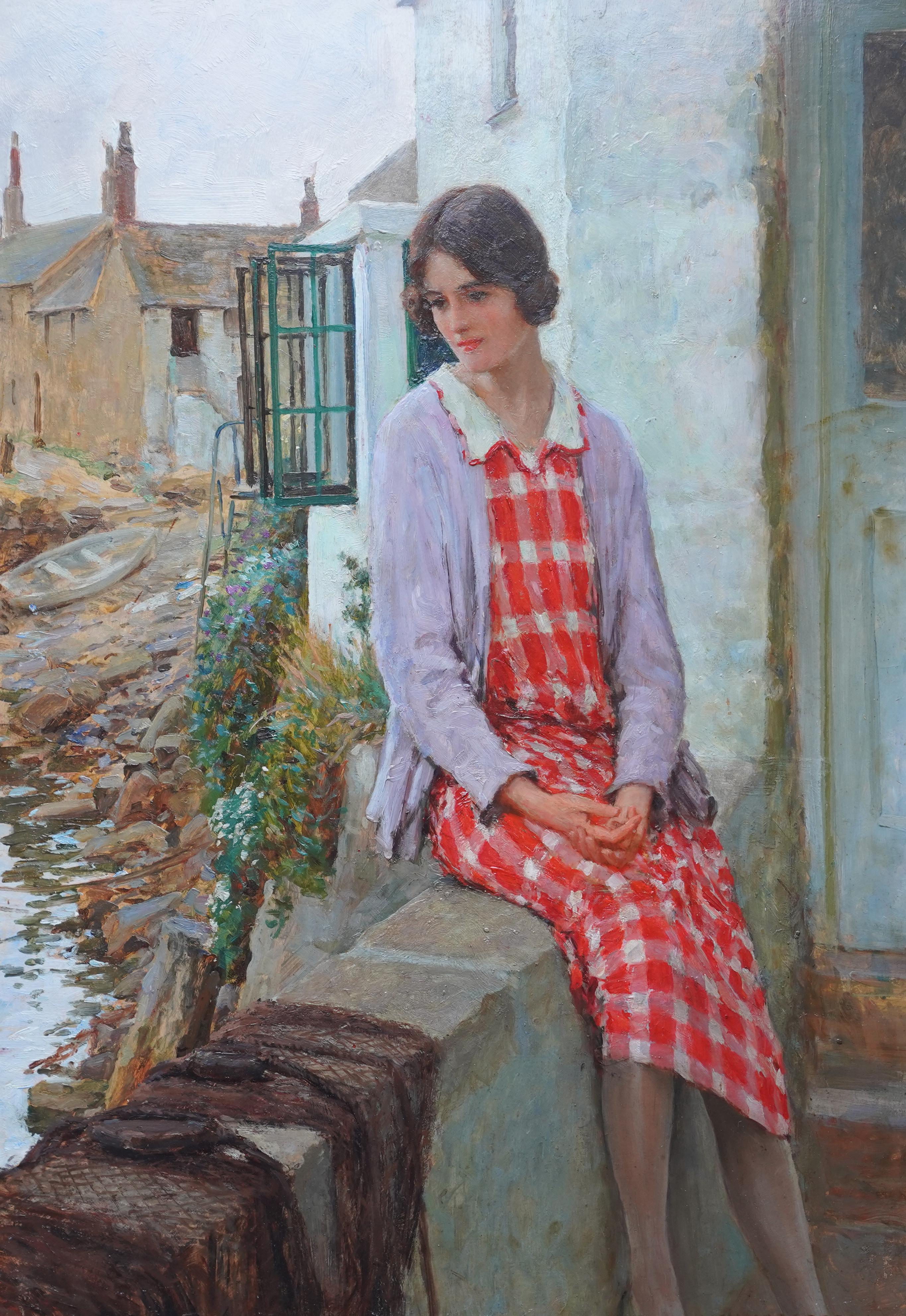 A Lass that Loved a Sailor - Portrait à l'huile de l'exposition d'art victorien britannique en vente 5