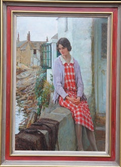A Lass that Loved a Sailor - British Victorian exhib art portrait oil painting