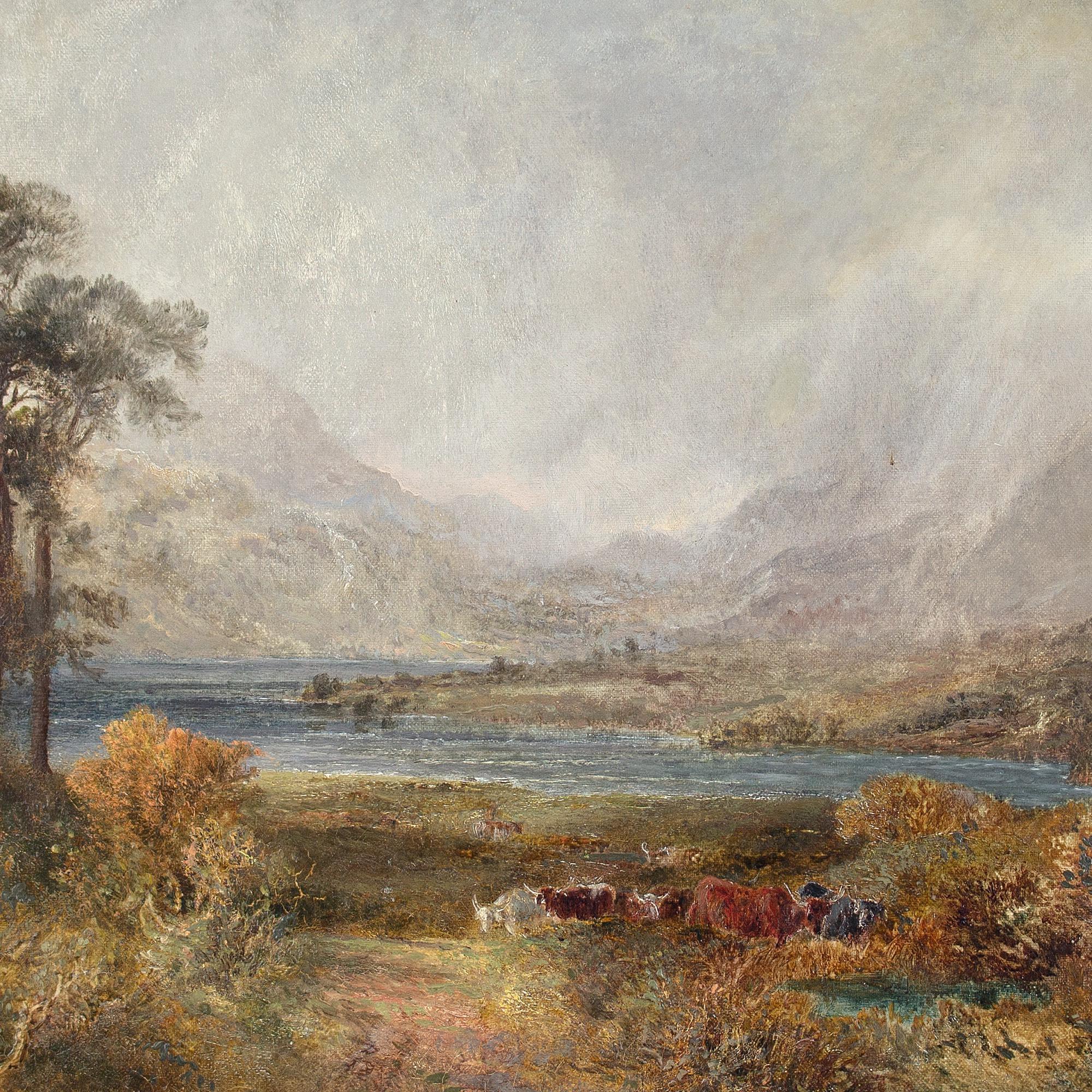 William Henry Pigott, Highland Cattle Beside A Loch, Oil Painting For Sale 4