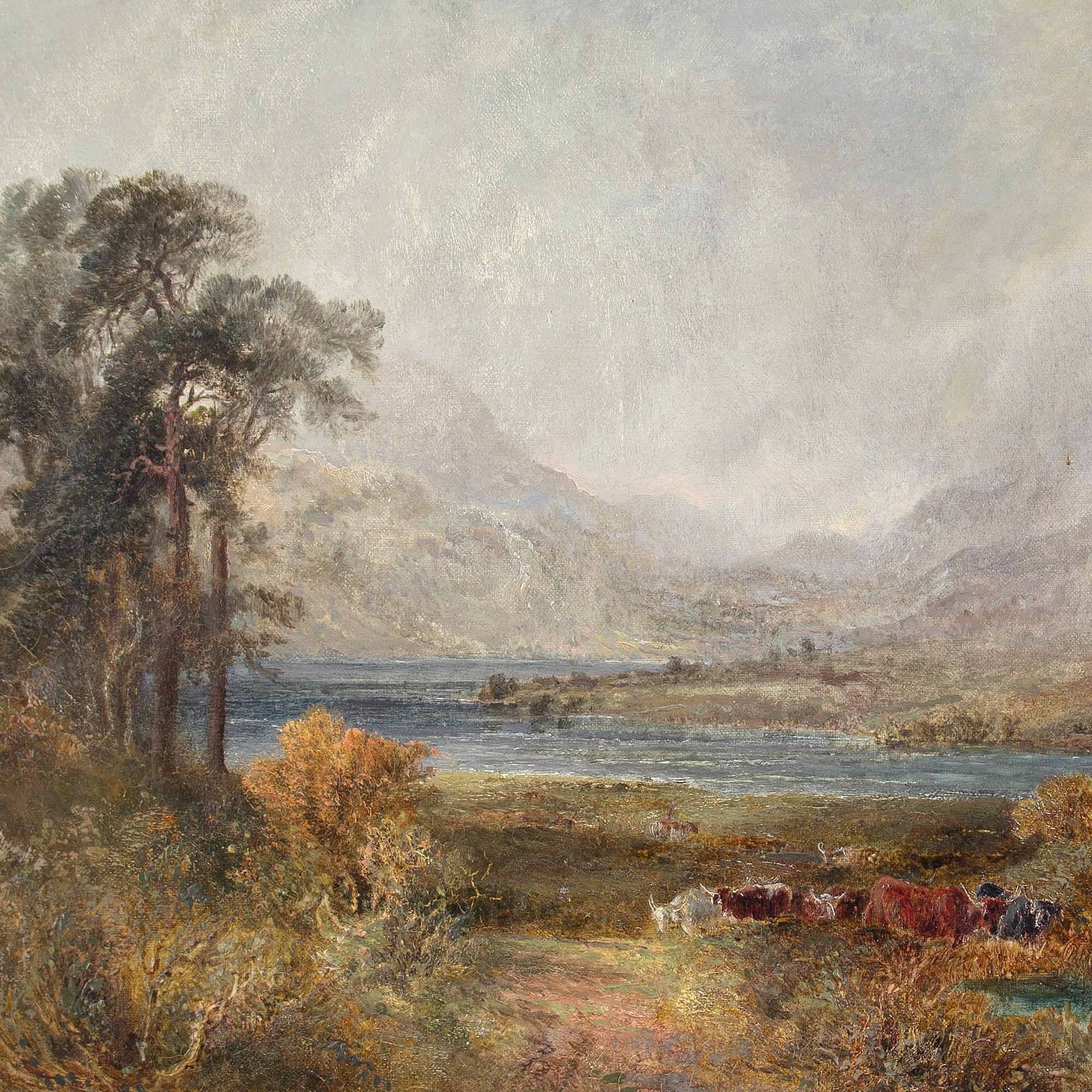William Henry Pigott, Highland Cattle Beside A Loch, Oil Painting For Sale 5