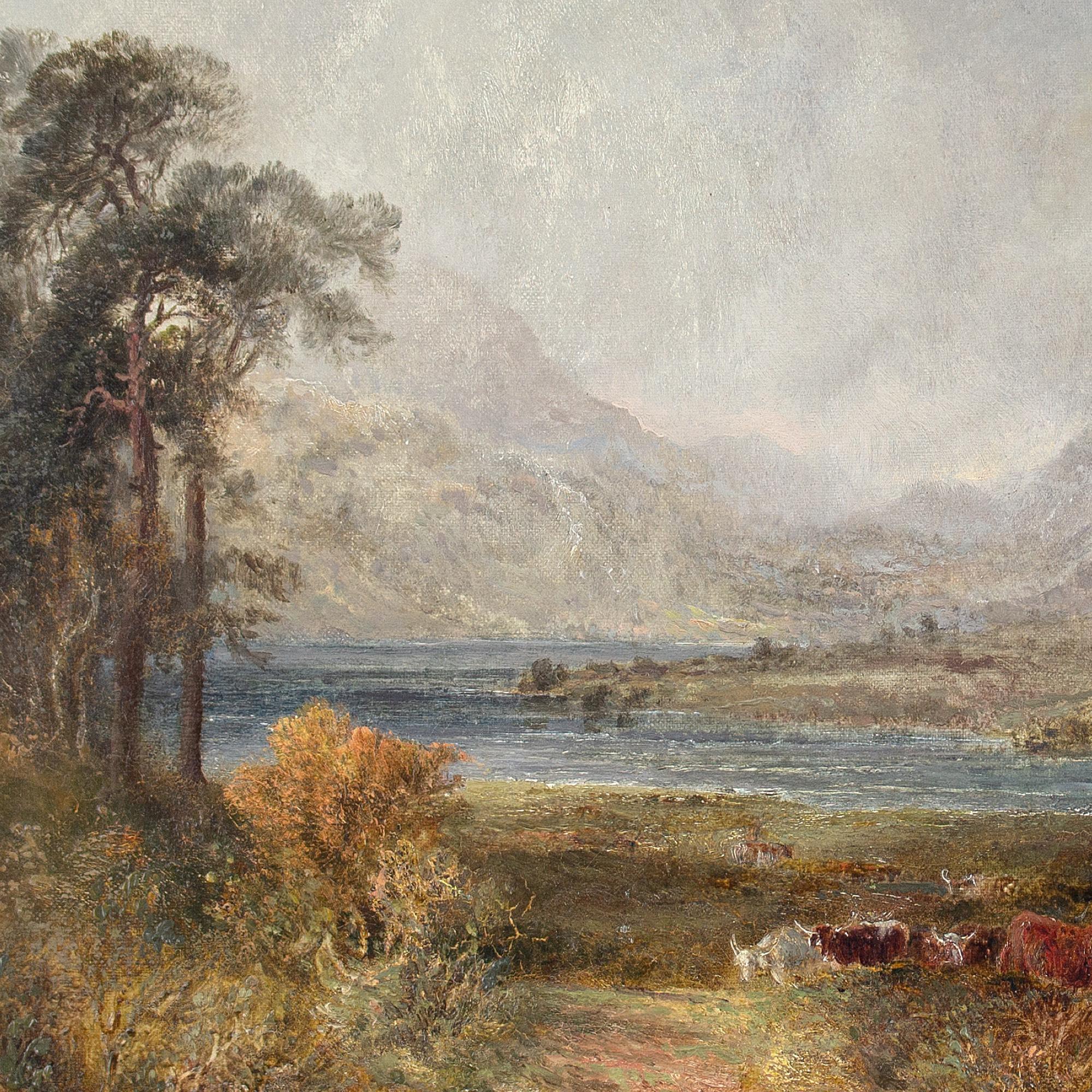 William Henry Pigott, Highland Cattle Beside A Loch, Oil Painting For Sale 6