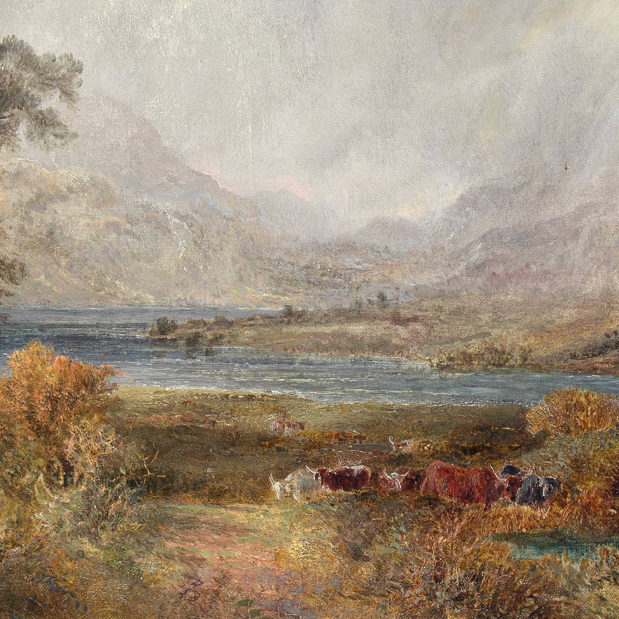 William Henry Pigott, Highland Cattle Beside A Loch, Oil Painting For Sale 7
