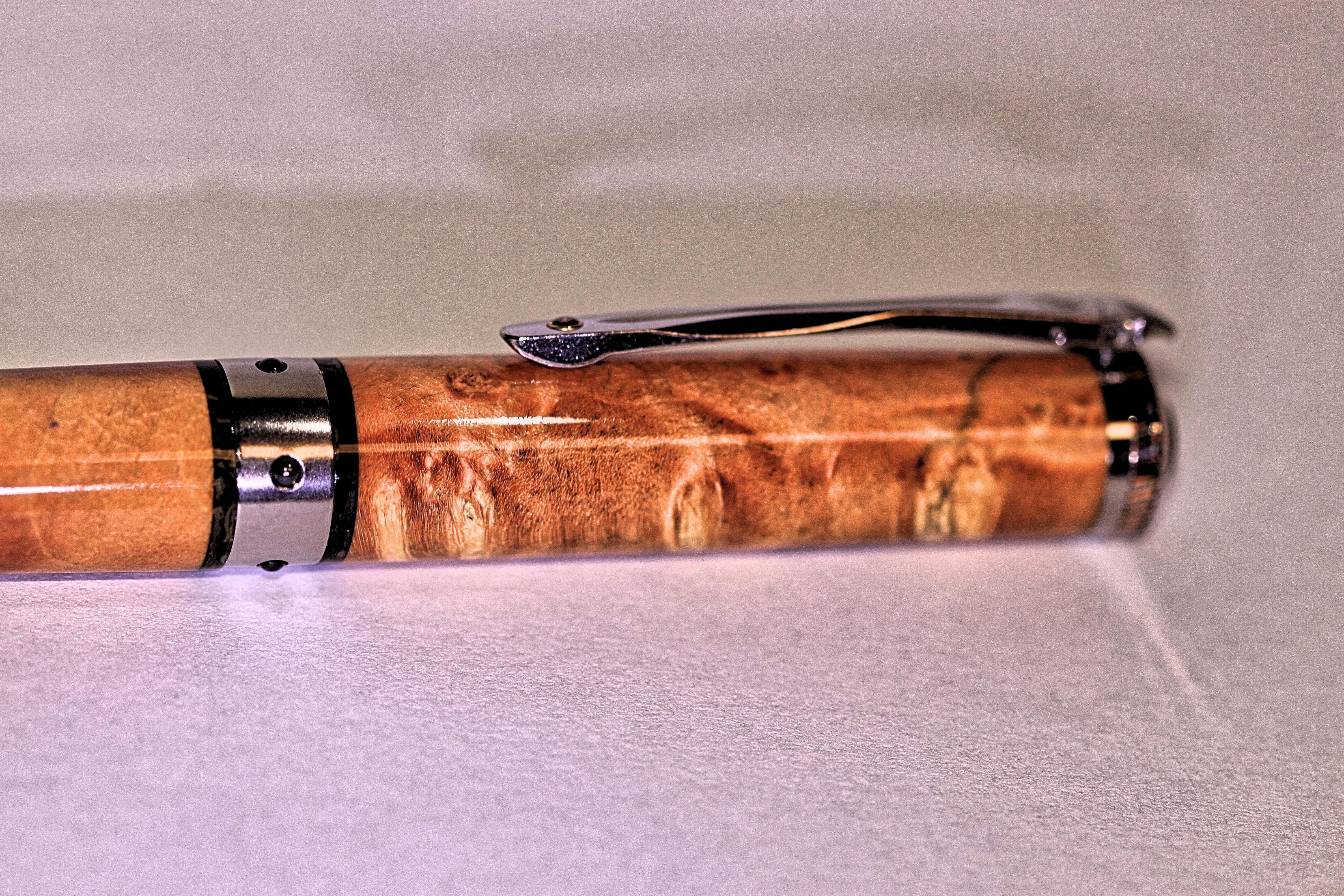Contemporary William Henry Rollerball Pen in Box Elder Burl Wood For Sale