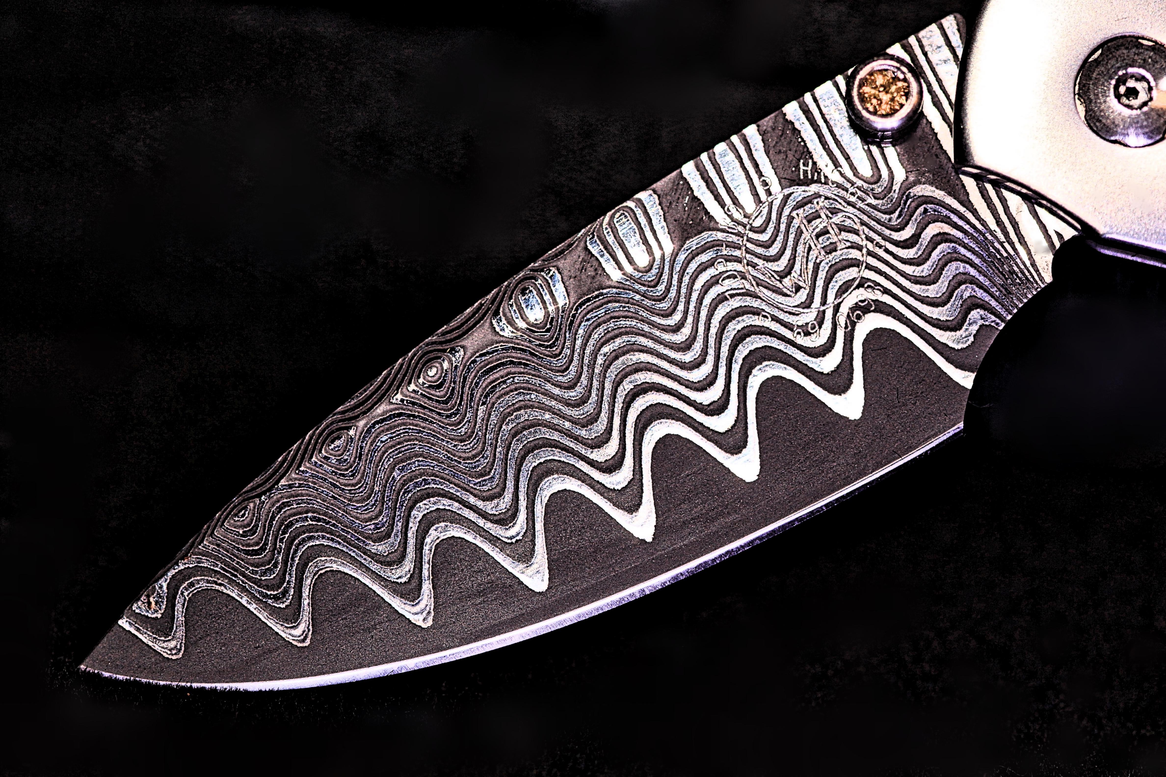 William Henry Snakewood Knife with Damascus Steel Blade (Zeitgenössisch) im Angebot