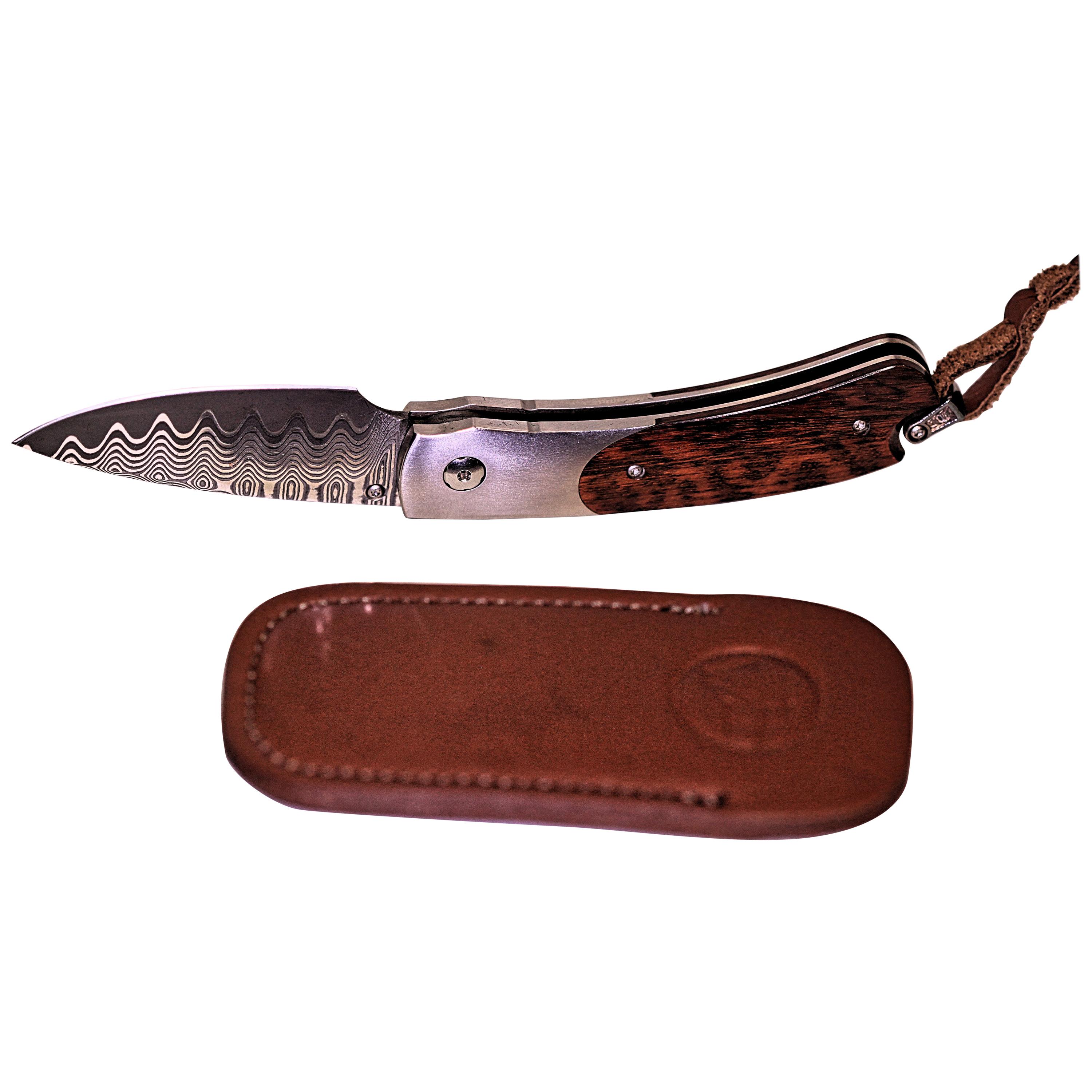 William Henry Snakewood Knife with Damascus Steel Blade im Angebot
