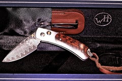 William Henry Snakewood Knife with Damascus Steel Blade