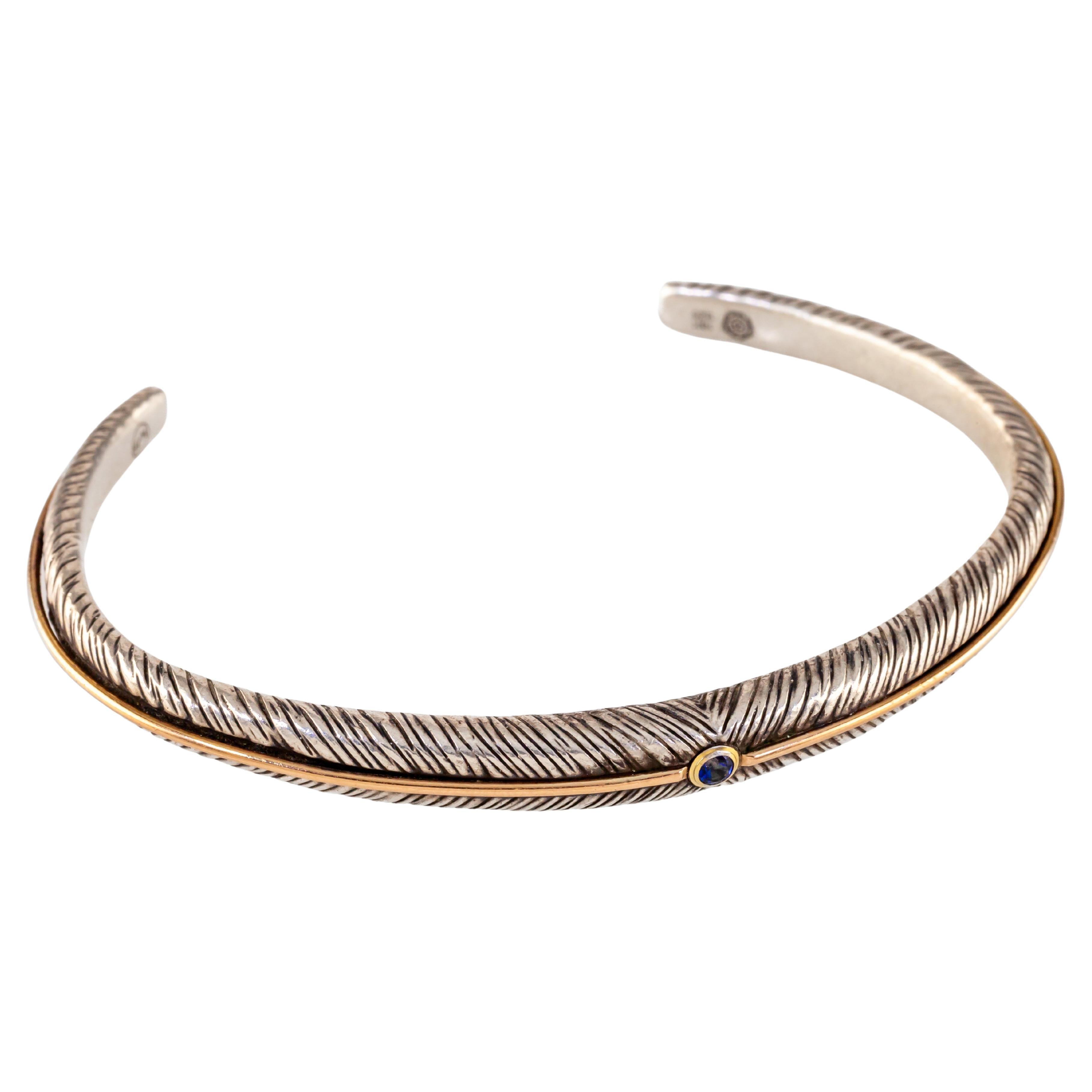 William Henry Sterling Silver and 18k Rose Gold Tudor Rose Cuff Bracelet