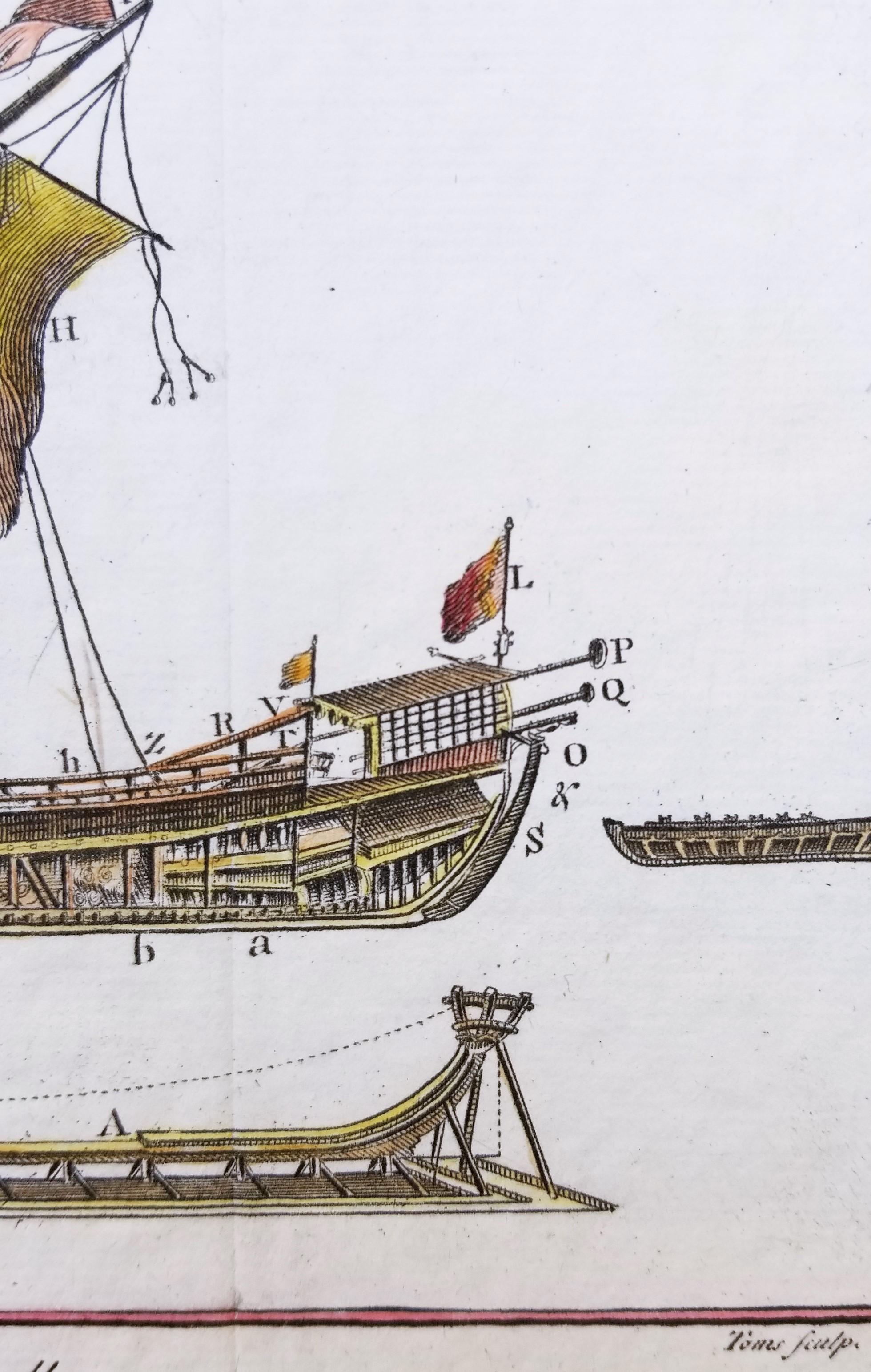 Draught of a Galley /// Old Masters Ship Boat Seascape Construction Diagram Art For Sale 3