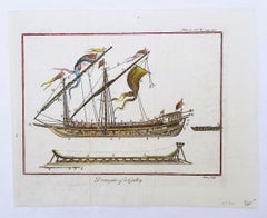 Draught of a Galley /// Old Masters Ship Boat Seascape Construction Diagram Art