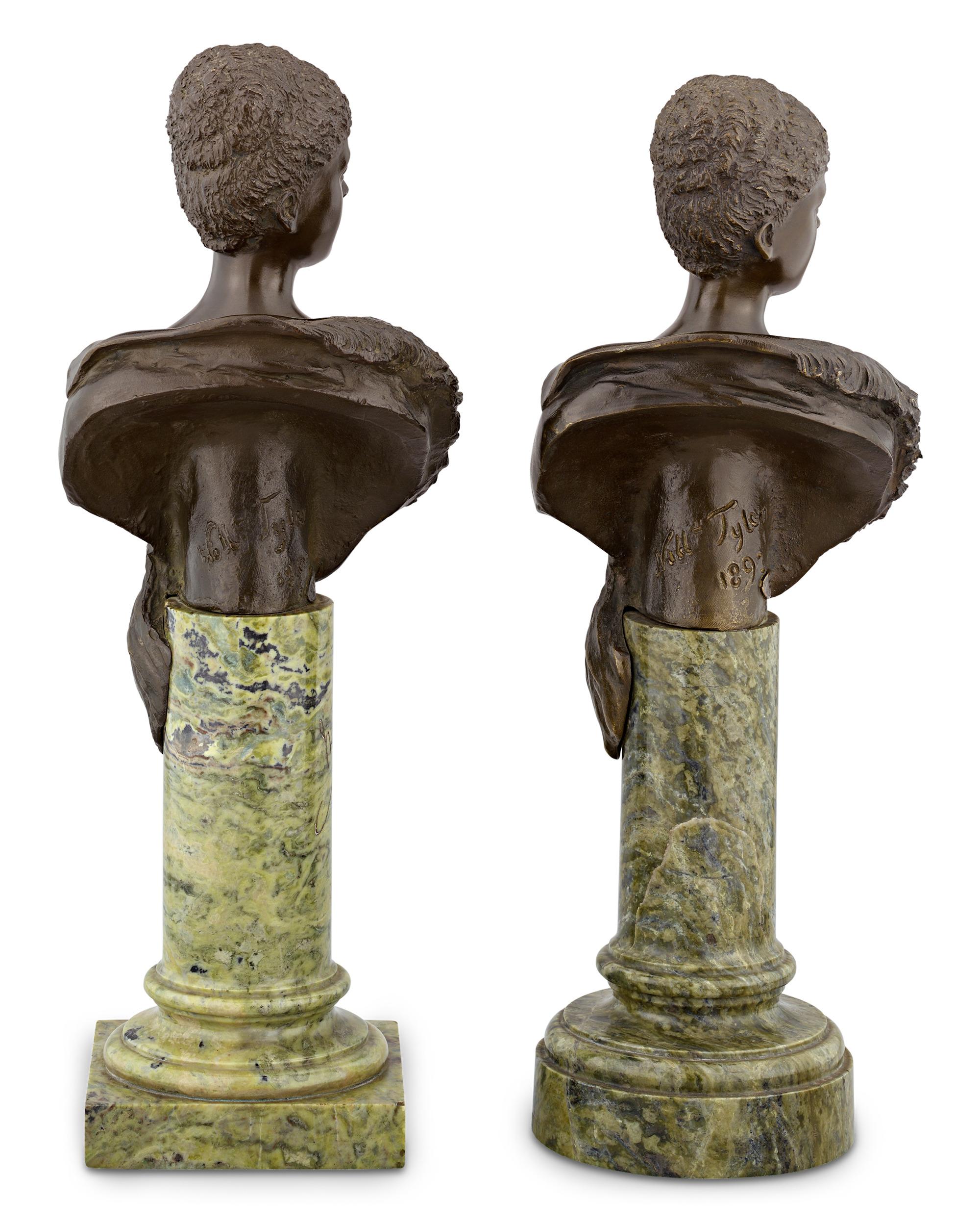 Pair of Bronze Busts of Queen Mary by William Henry Tyler For Sale 4