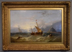 Oil Painting by William Henry Williamson "Fishing Boats off St Michael's Mount"