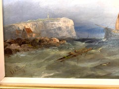 Antique 19th century English fishing vessels In the English Channel