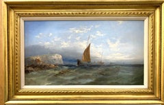 Antique 19th century English fishing vessels In the English Channel