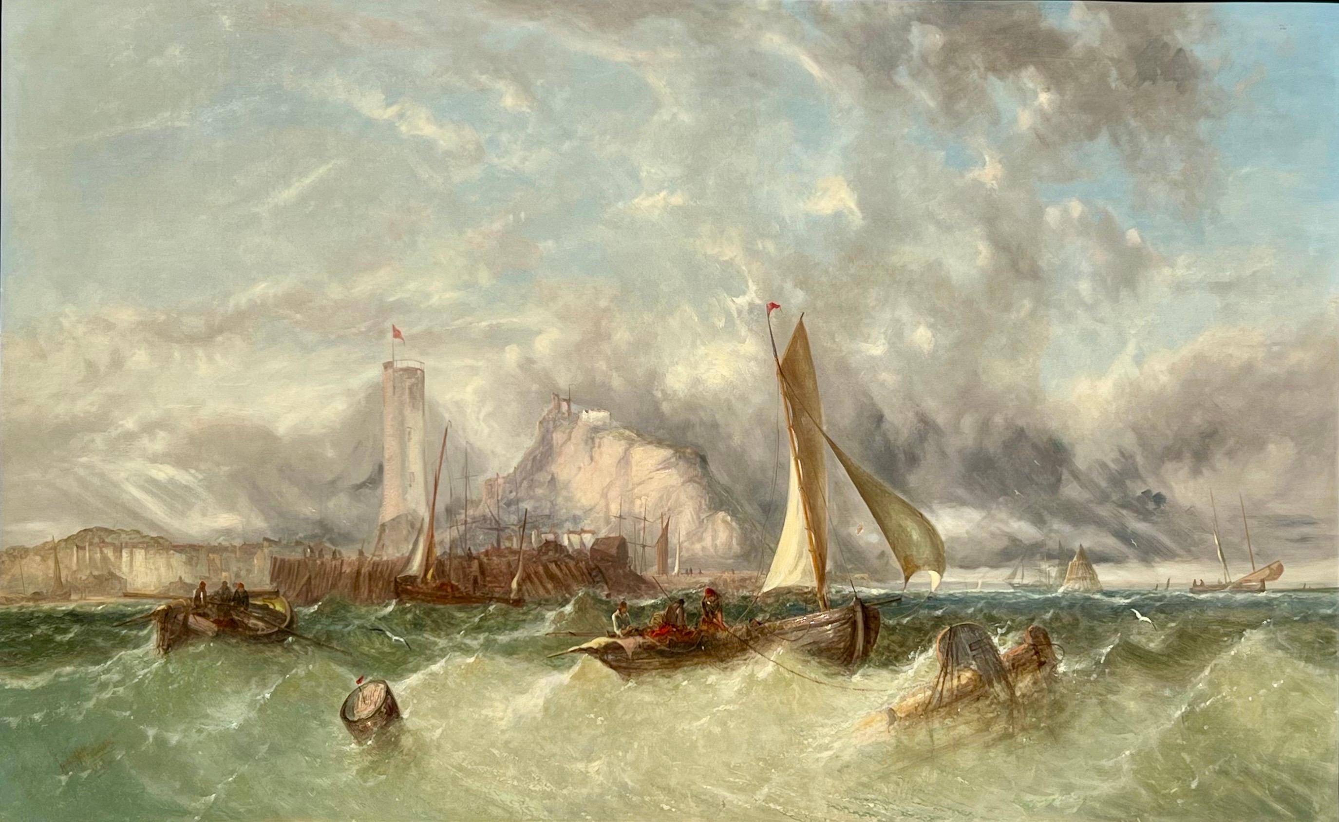 Barche da pesca in mari tempestosi - Painting Vittoriano di William Henry Williamson