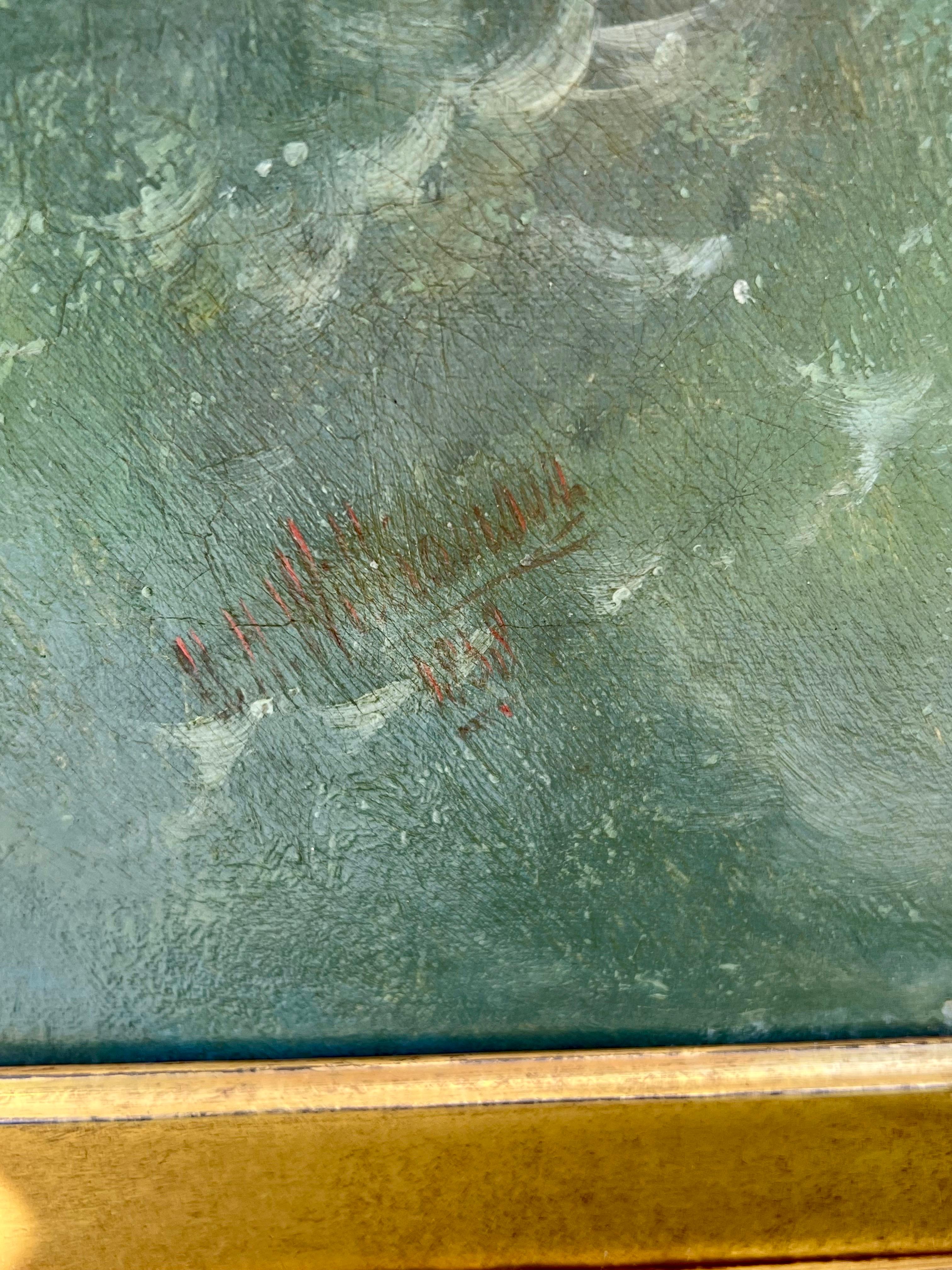 Un dipinto a olio su tela con barche da pesca in un mare movimentato di William Henry Williamson (Regno Unito 1820-1883), firmato e datato 1853. Di dimensioni impressionanti, 45