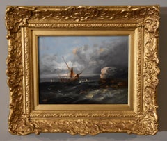 Oil Painting Pair by William Henry Williamson "Fishing Boats Going Out"