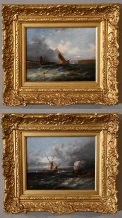 Ölgemäldepaar von William Henry Williamson „Fishing Boats Going Out“, Öl
