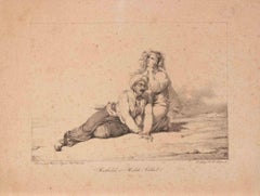 Mathilde et Malek-Adhel - Lithograph by William Heuer - Mid-19th Century