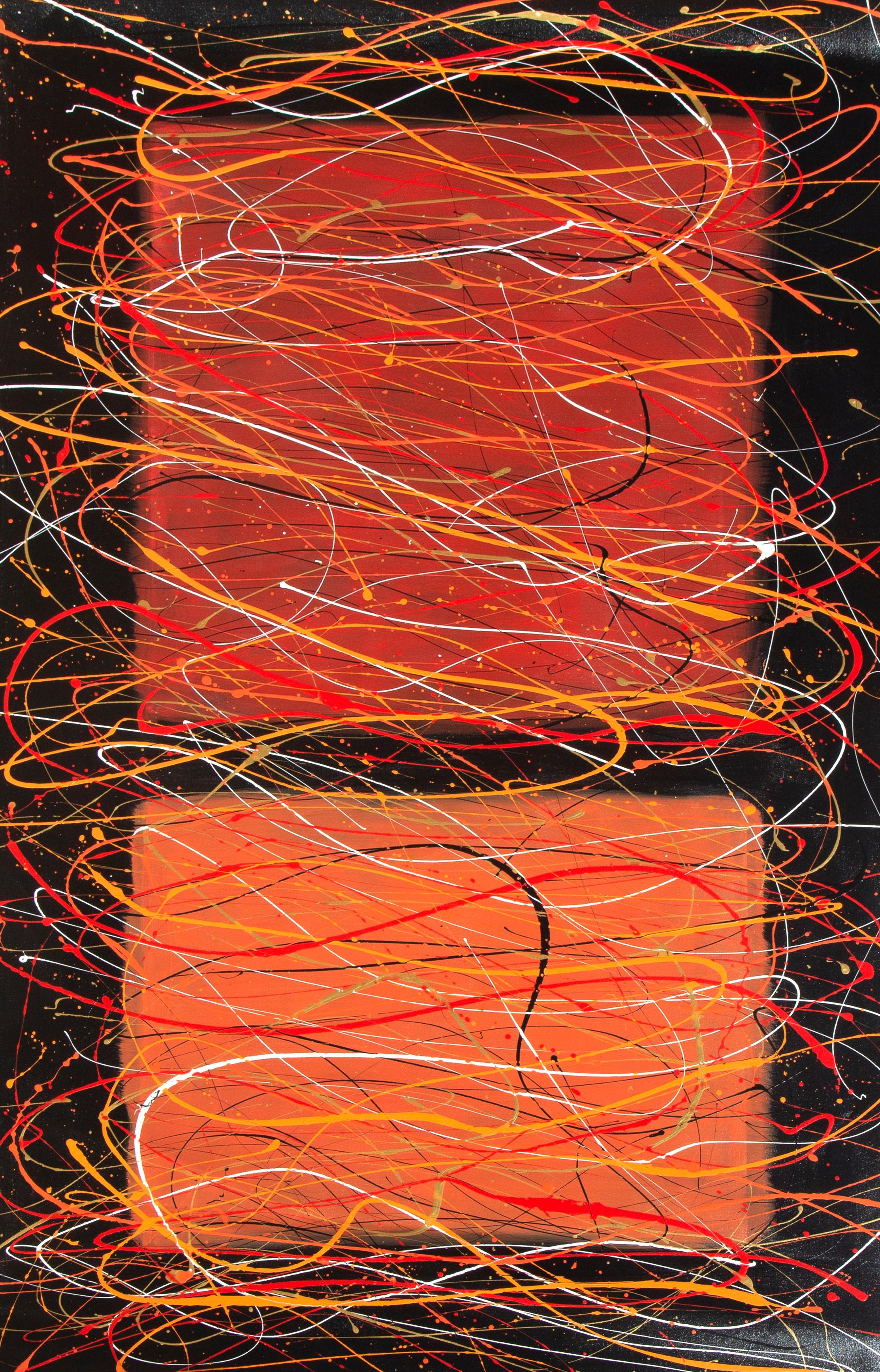 Großes farbenfrohes abstraktes expressionistisches Gemälde von William Hewes