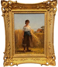 Oil Portrait of Woman in Wheat Field