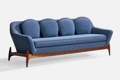 William Hinn Attribution, Sofa, Wood, Fabric, Sweden, 1950s
